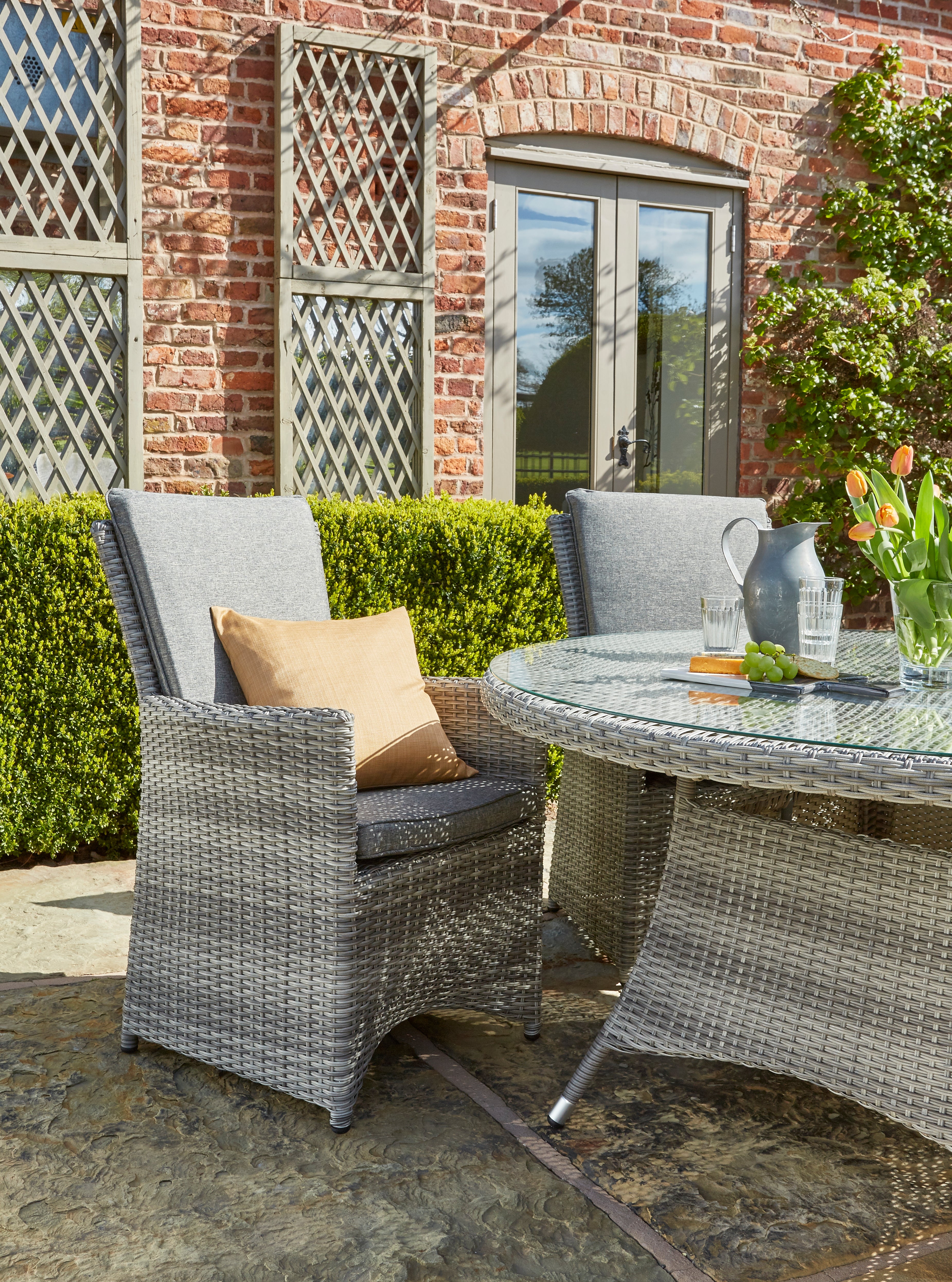 Norfolk Leisure Burnham XL Four Seater Round Weave Dining Set