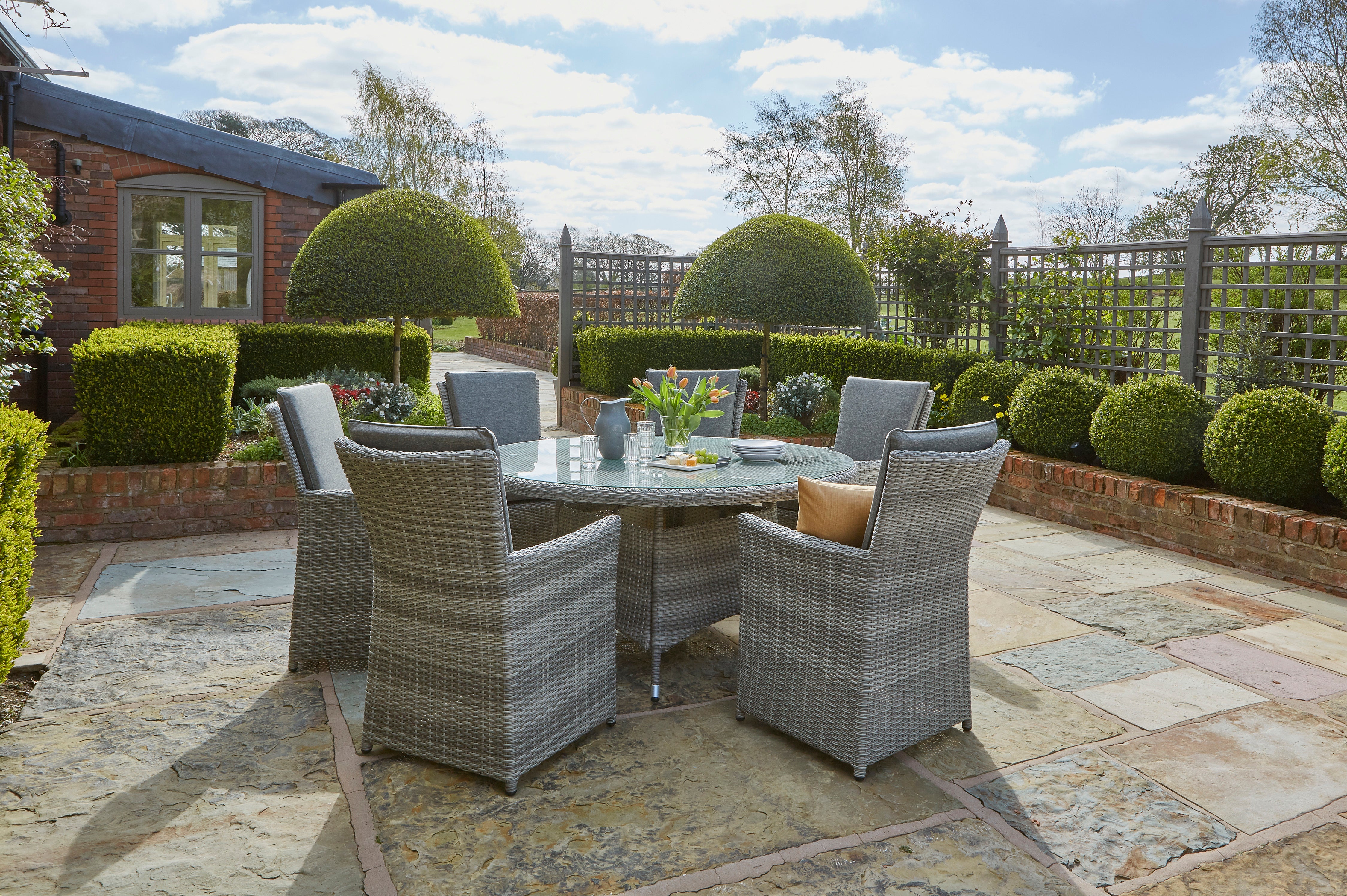 Norfolk Leisure Burnham XL Weave Six Seater Round Dining Set