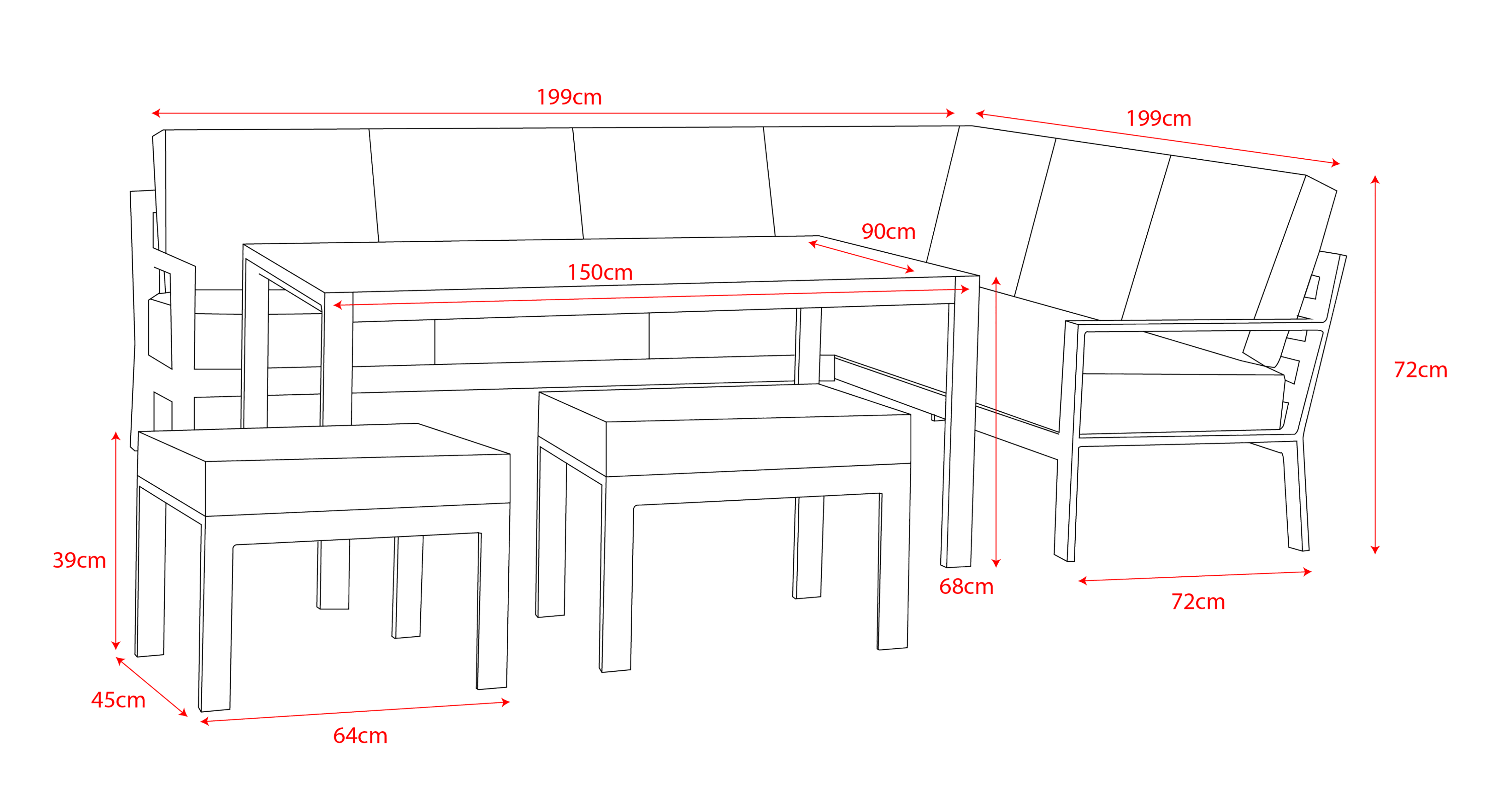 Norfolk Leisure Titchwell Aluminium Corner Set with Standard Table