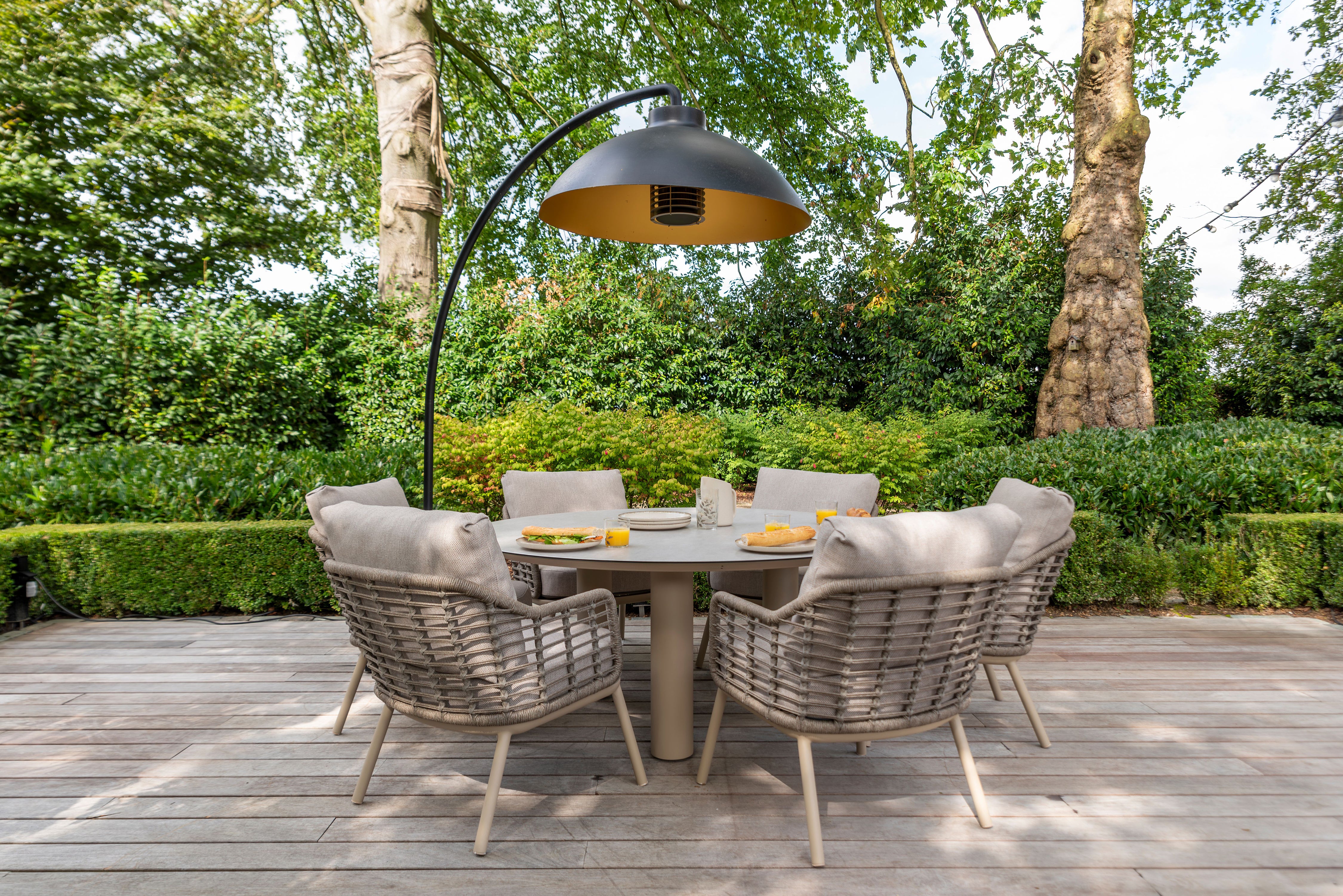 4 Seasons Outdoor Puglia Low Six Seater Round Dining with Cushions - Rope Design