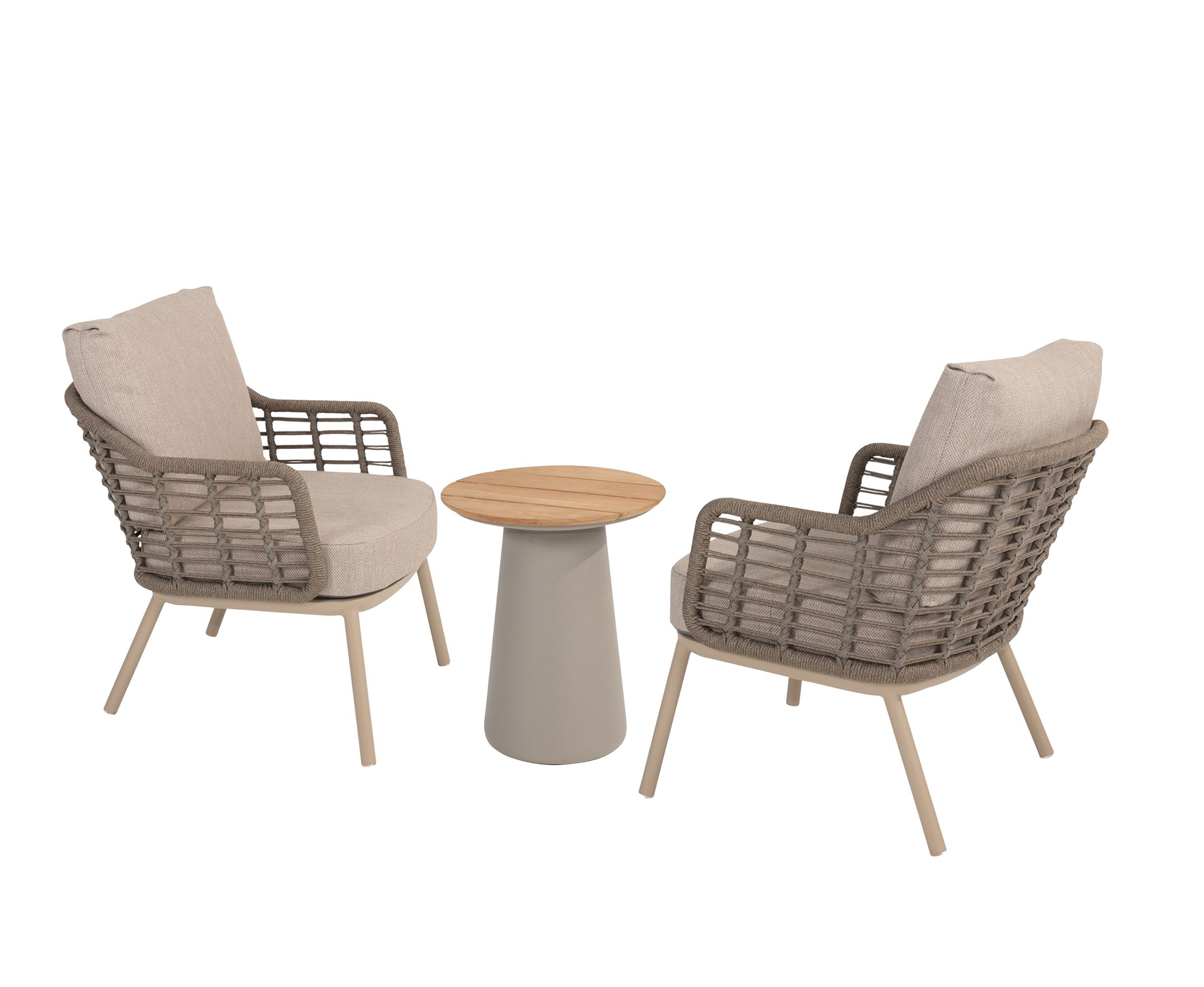 4 Seasons Outdoor Puglia Low Dining Bistro Set with Cushions - Rope Design
