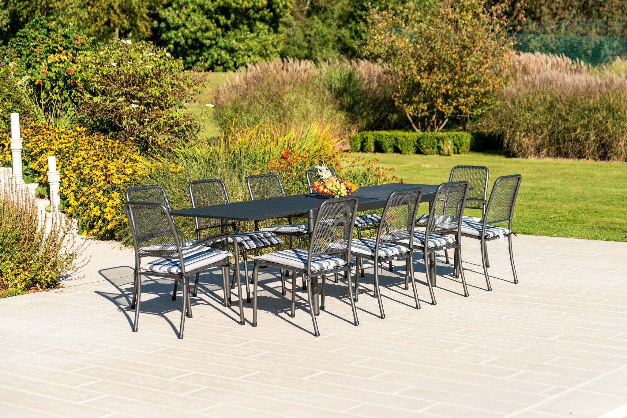 Alexander Rose Portofino 10 Seater Extending Dining Suite - 8 Side Chairs - 2 Armchairs