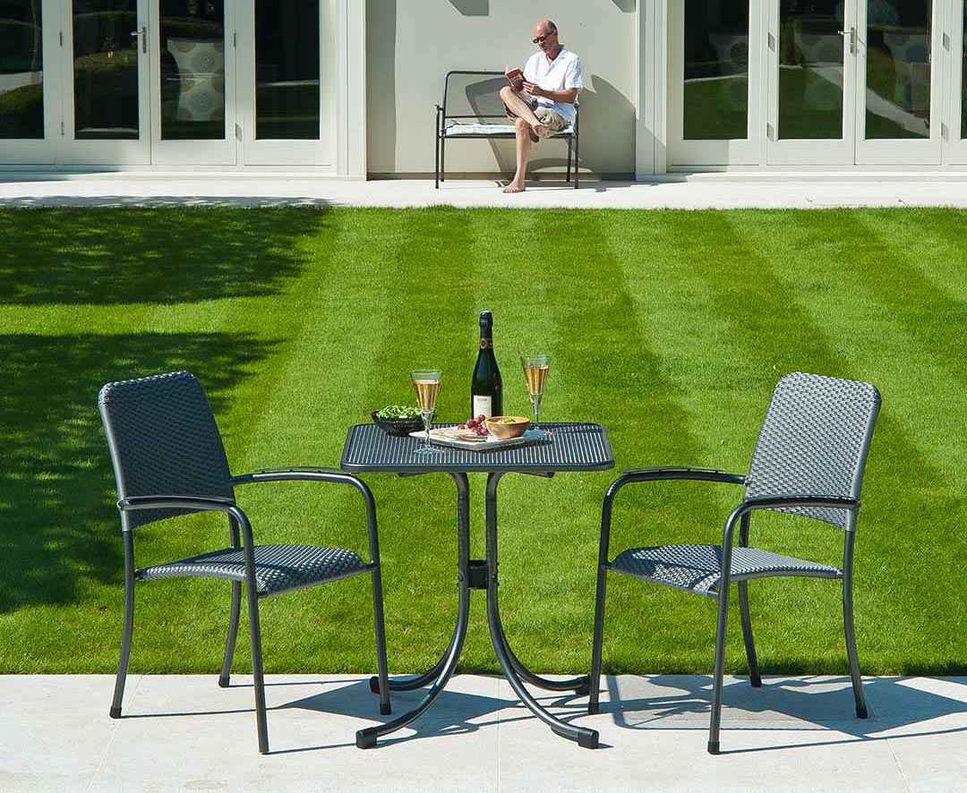 Alexander Rose Portofino Bistro Set - Square 70cm - Woven Armchairs