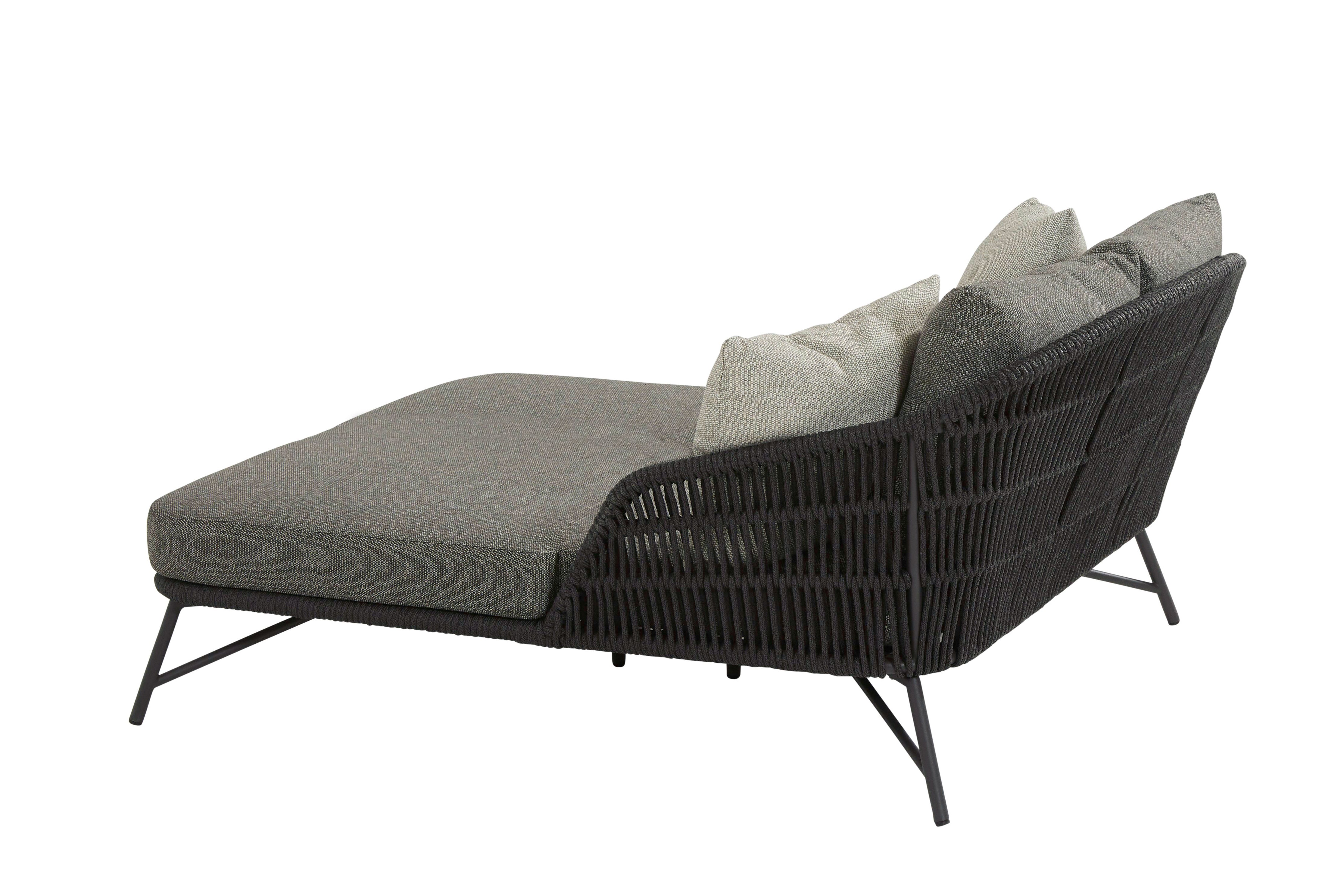 4 Seasons Outdoor Marbella Double Daybed with Dark Grey Cushions - Rope Design