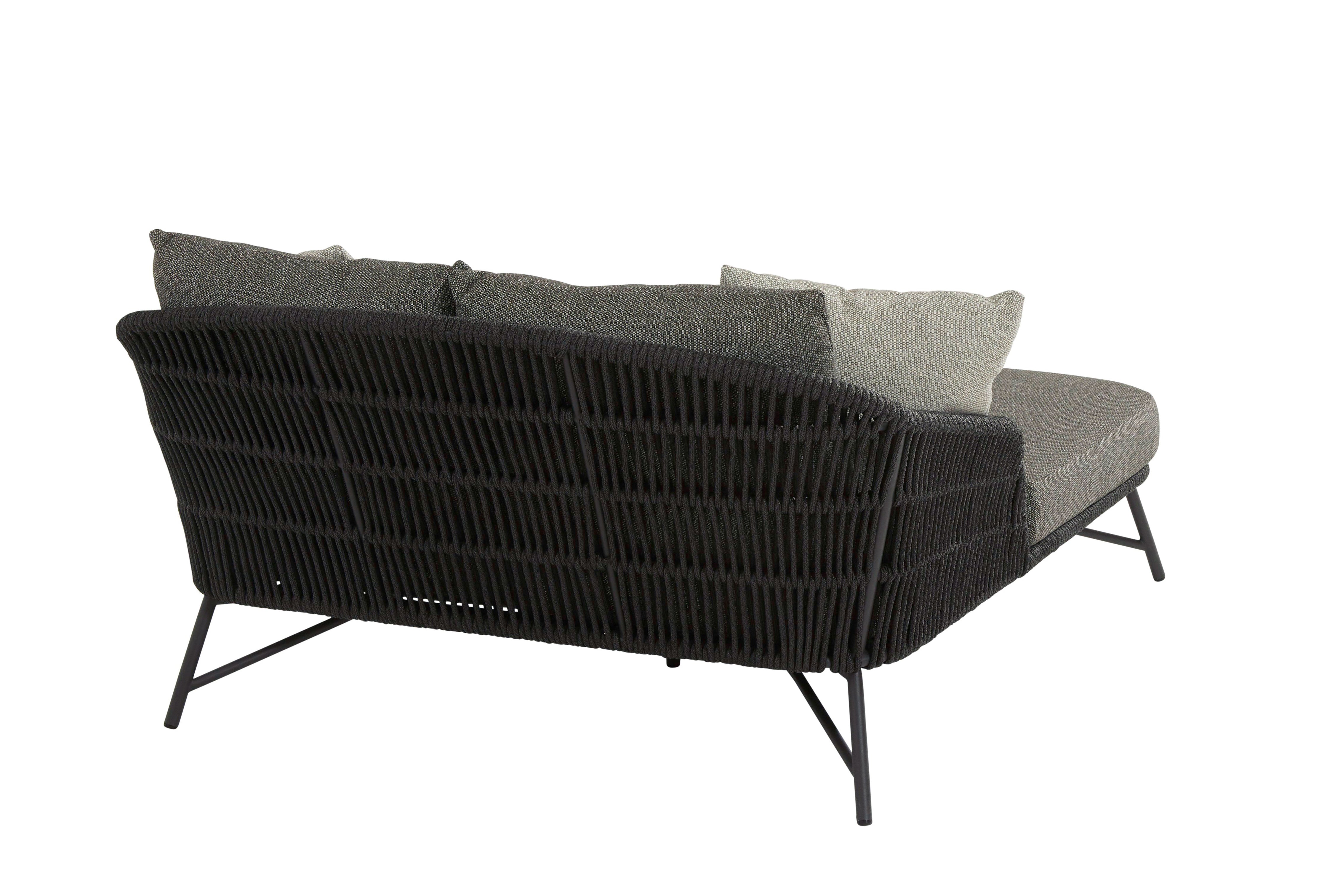 4 Seasons Outdoor Marbella Double Daybed with Dark Grey Cushions - Rope Design