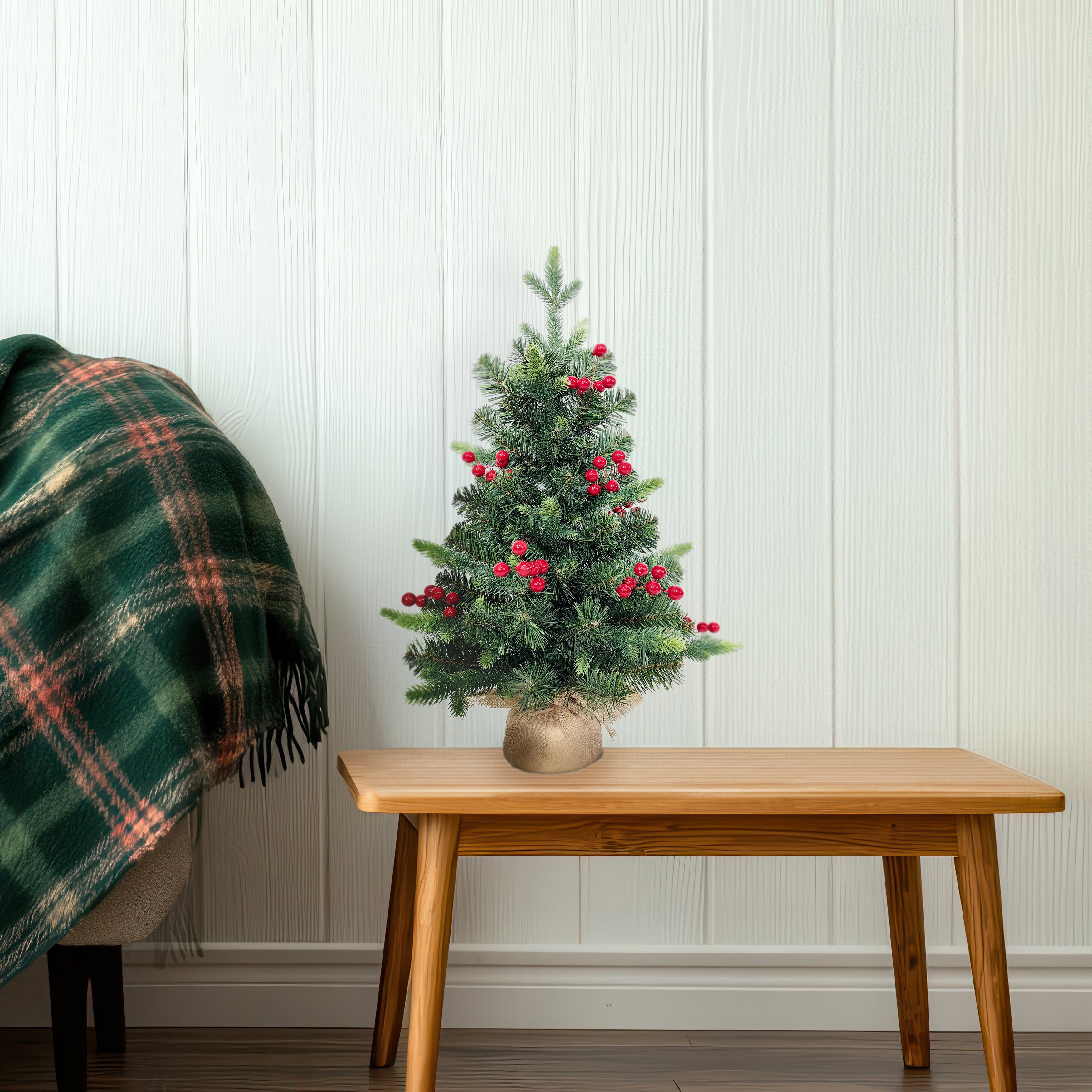 Bosk 2ft Berry Pine Artificial Christmas Tree in Burlap