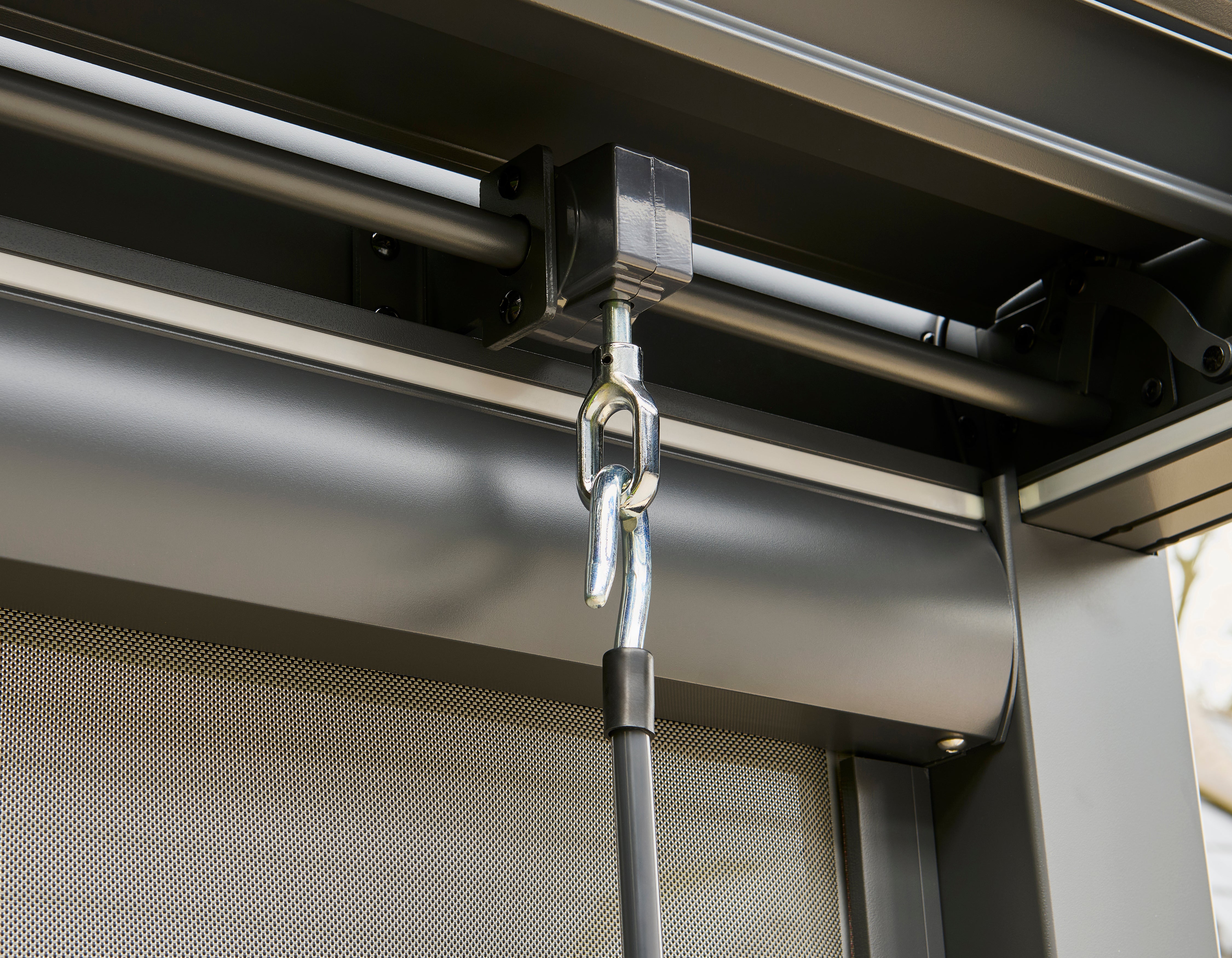 Nexus 3x3m or 4x3m Grey Pergola with Solar LED Lights & 3 Pull Down Screens