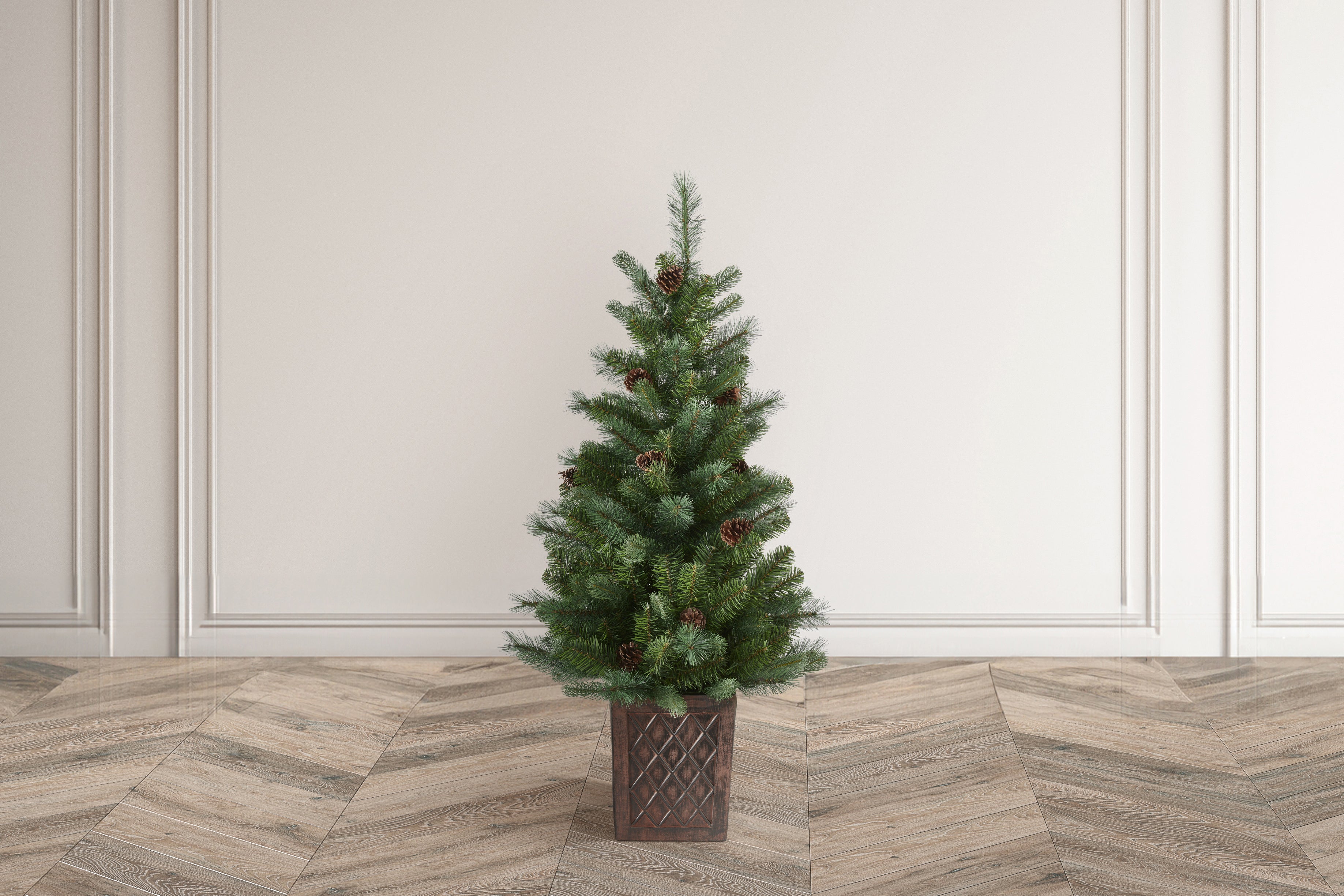 Bosk 4ft Hazelnut Pine Porch Potted Artificial Christmas Tree