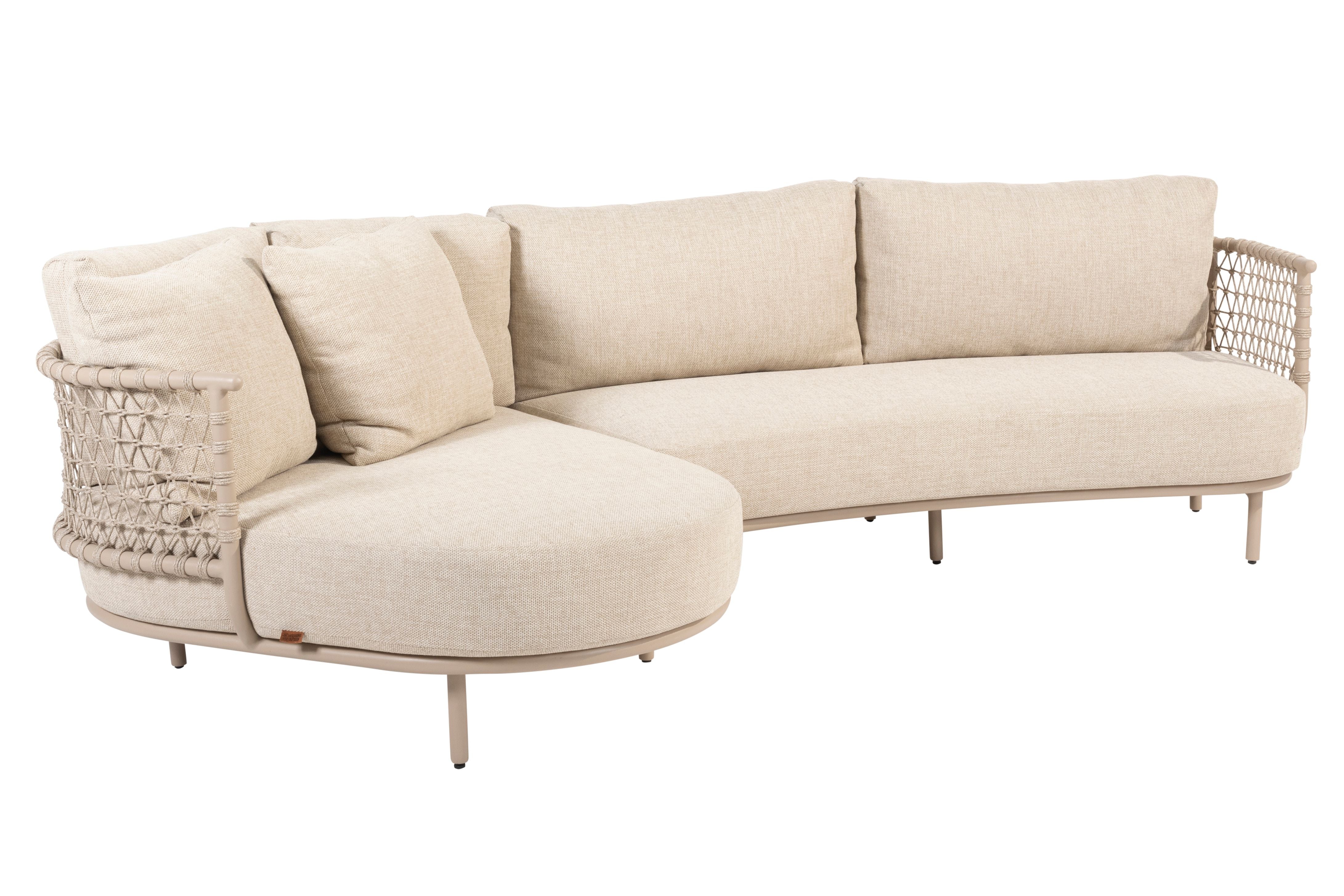 4 Seasons Outdoor Sardinia Chaise Lounge Corner with Cushions - Rope Design