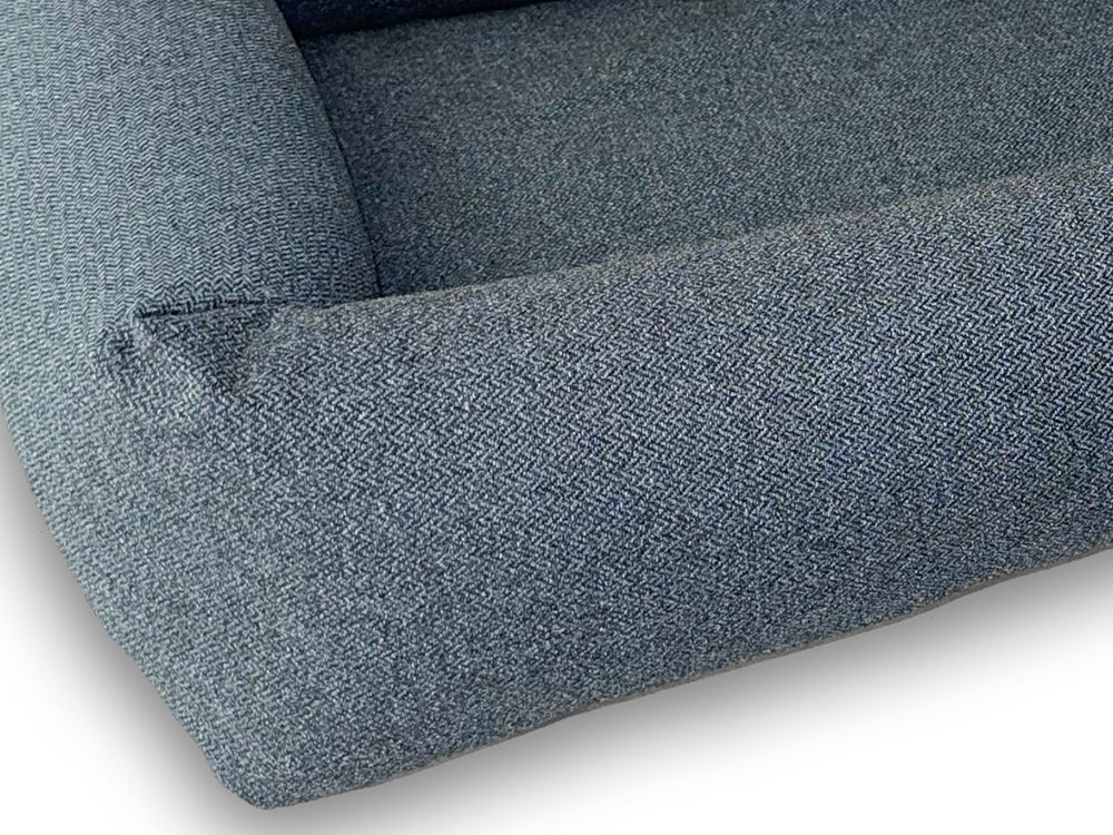 Bolster Rectangular Orthopaedic Dog Bed Fully Washable with Zips and 4 Firm Bolster Tubular Sides 3 Sizes in Orkney Ocean Blue