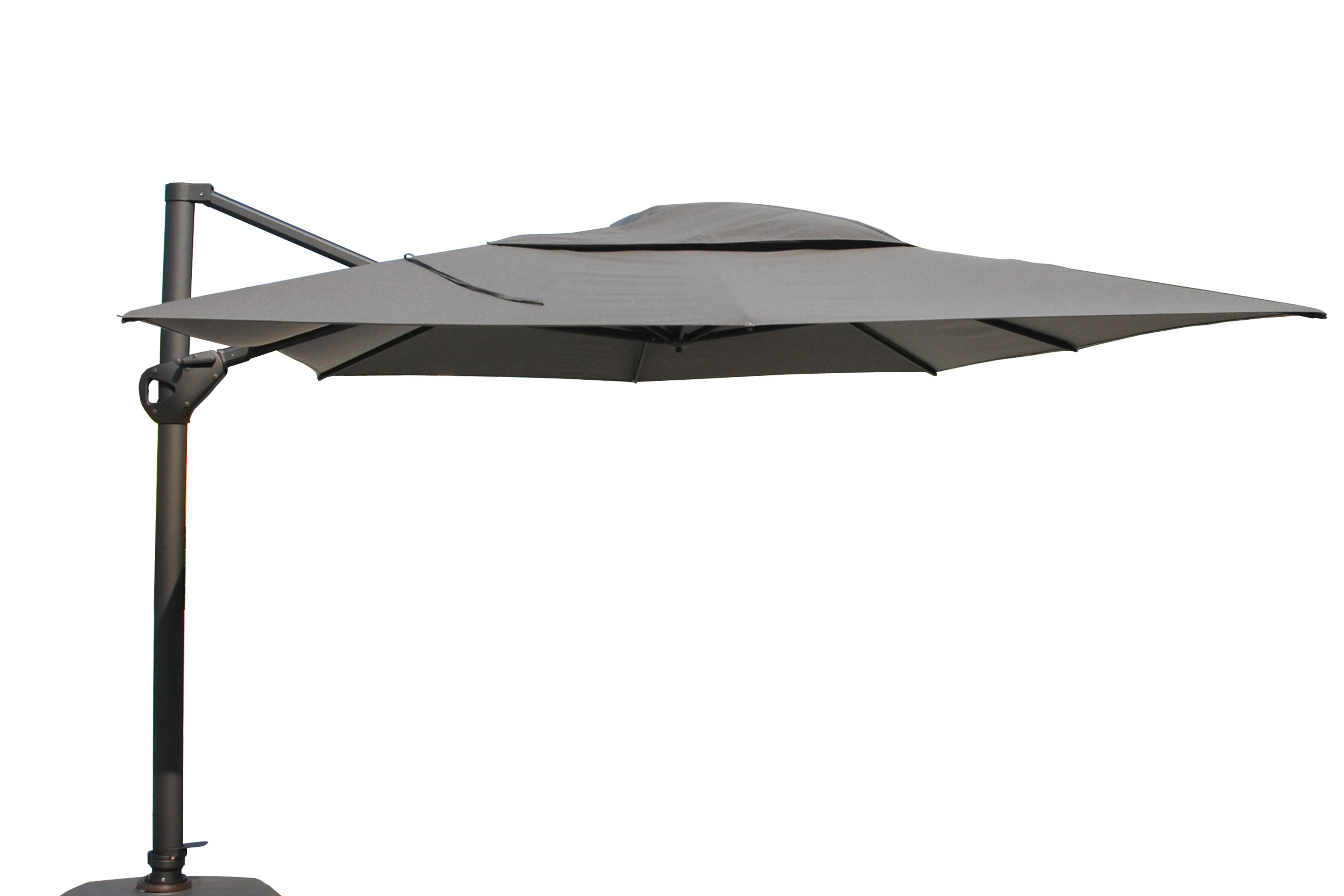 4 Seasons Outdoor Hacienda 4m x 3m Parasol in Charcoal with Cross Frame and Wheels