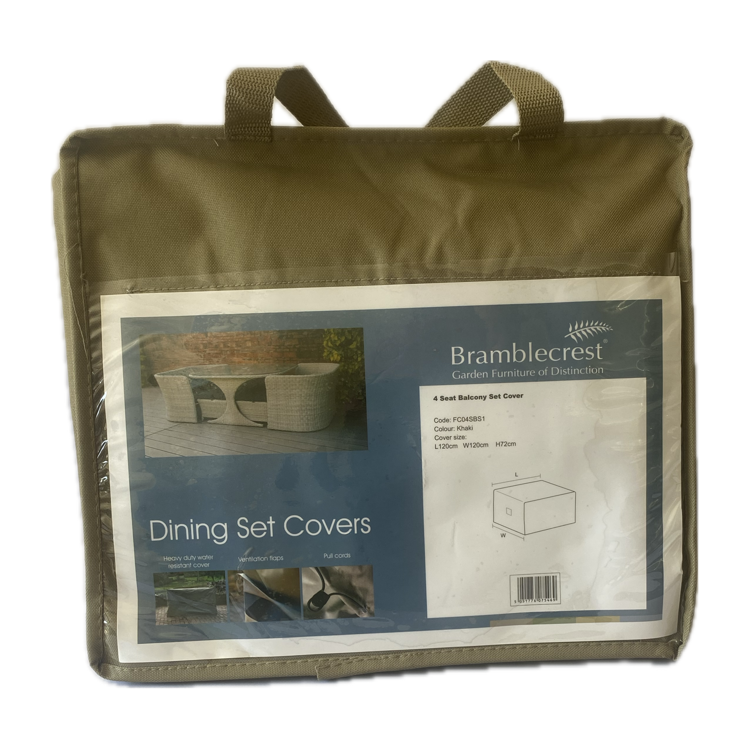 Bramblecrest Four Seater Balcony Set L120xW120xH72cm Waterproof Cover - FC04SBS1