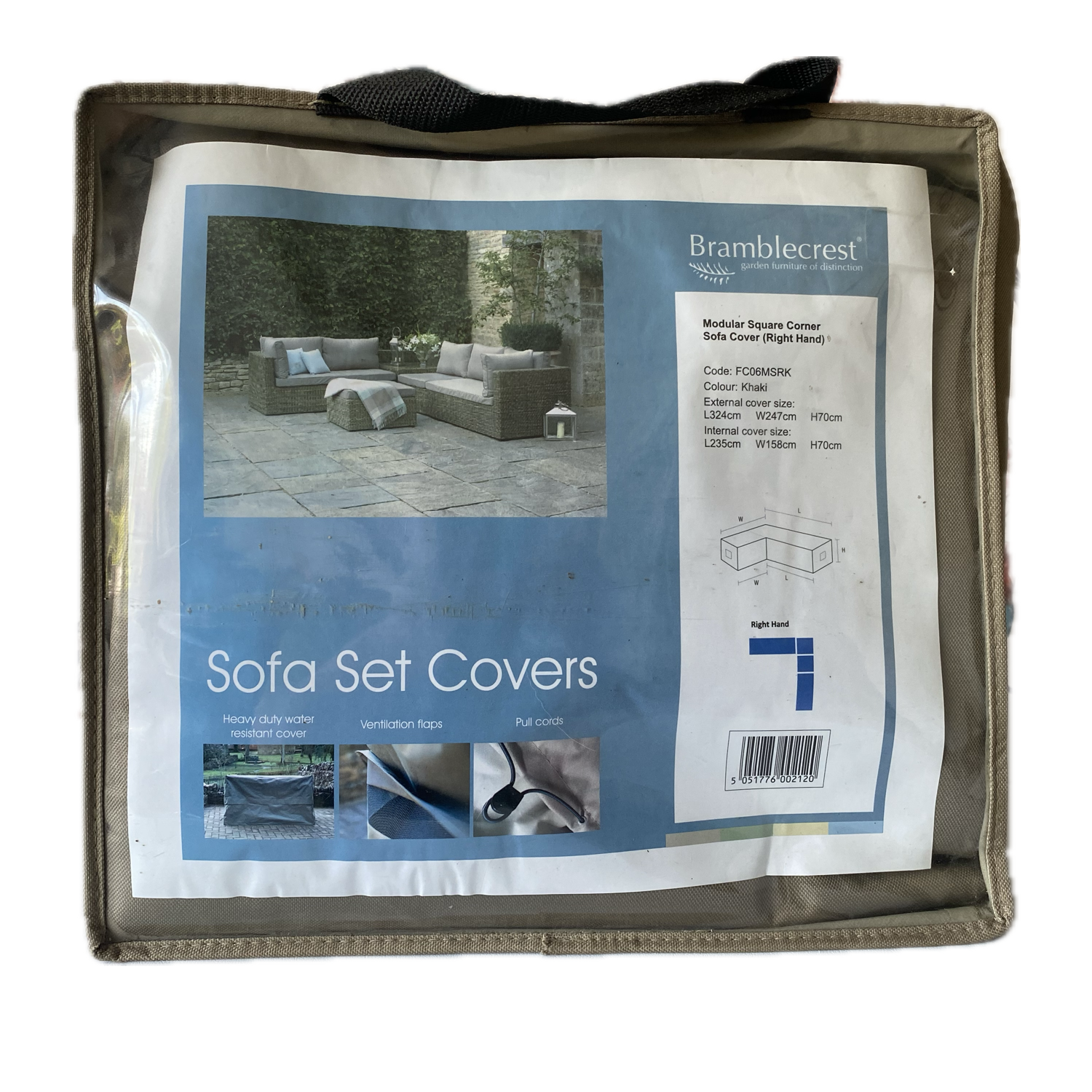 Bramblecrest Modular Square Corner L324xW247x70cm Sofa Cover (Right Hand) - FC06MRSK