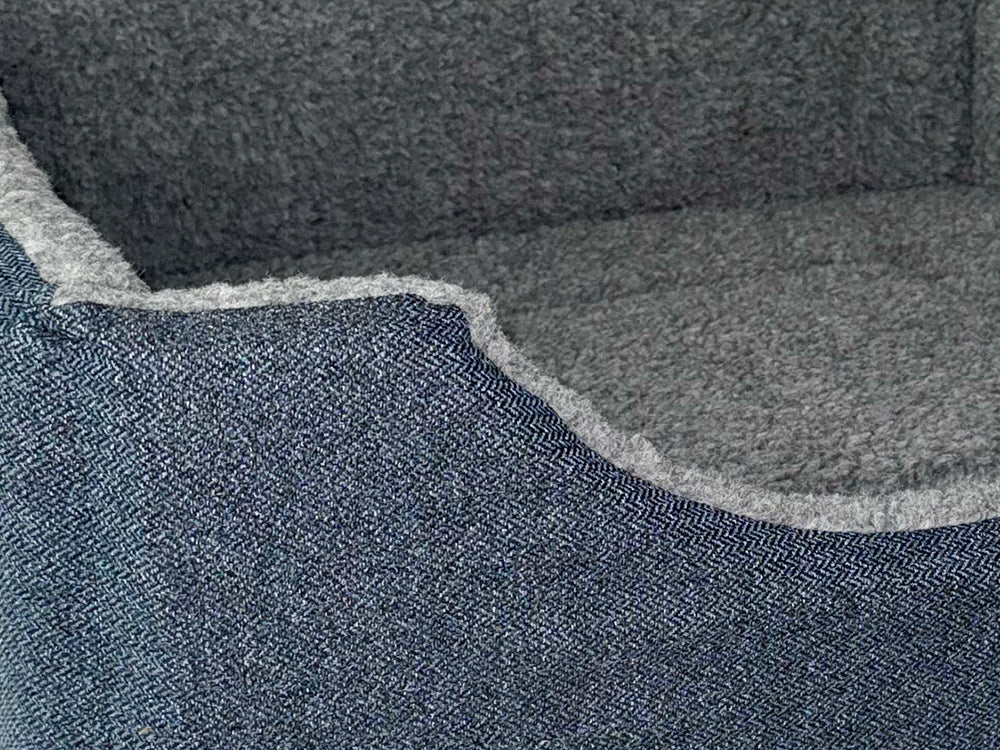 Haven Square Fleece Lined High Sided Luxury Dog Bed 5 Sizes in Orkney Ocean Blue