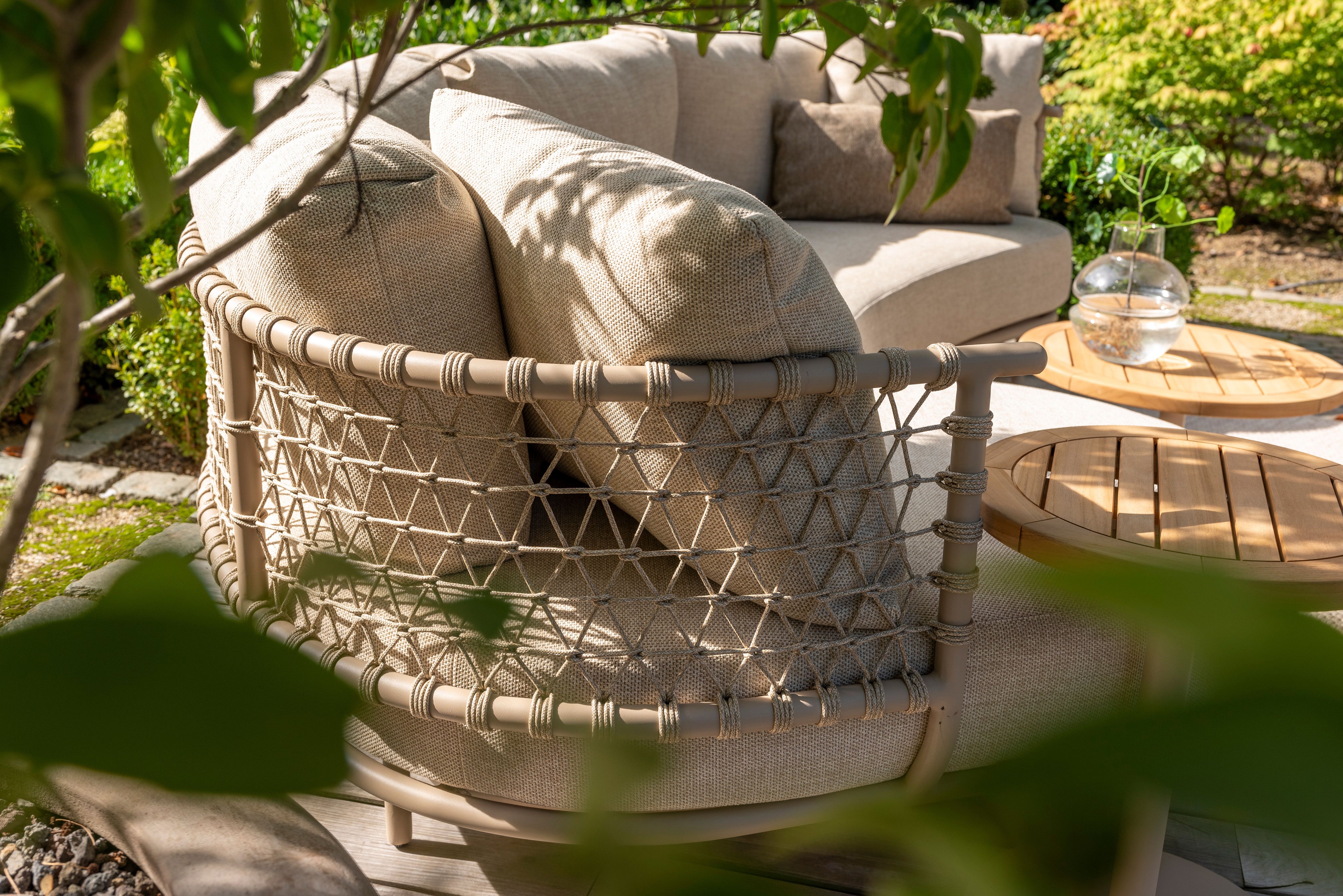 4 Seasons Outdoor Sardinia Chaise Lounge Corner with Cushions - Rope Design