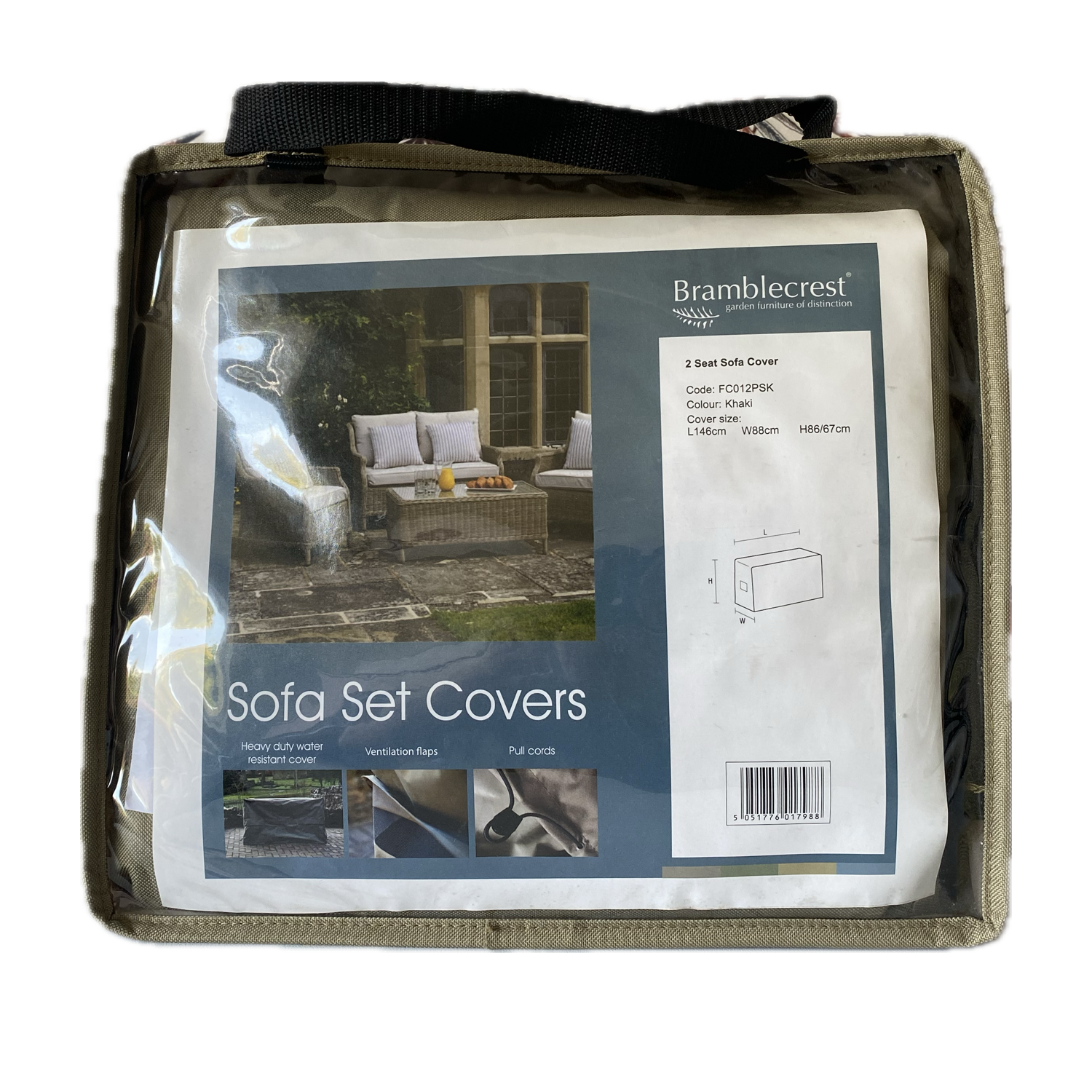 Bramblecrest Two Seater Sofa L145 x W88 x H67cm Waterproof Cover - FC012PSK