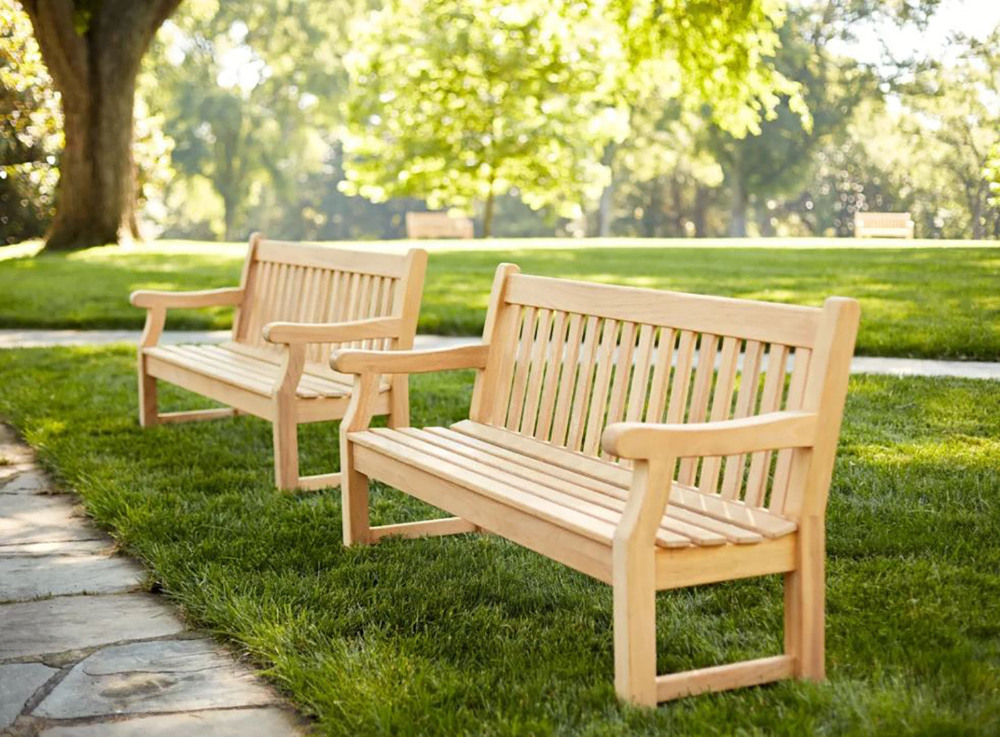 Alexander Rose 6ft Roble Park Garden Bench - A Durable Hardwood Bench for Public Spaces