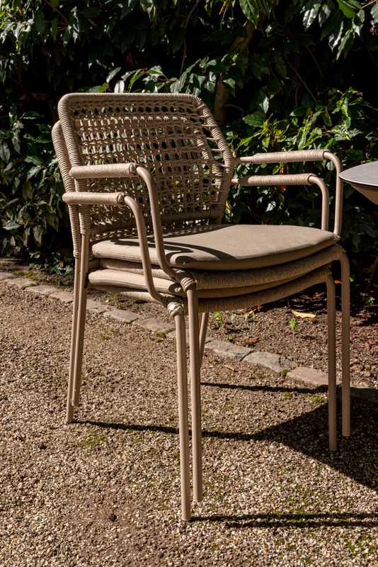 4 Seasons Outdoor Barista Stackable Six Seater Dining Set with Prado Ellipse 240cm Table - Rope Design