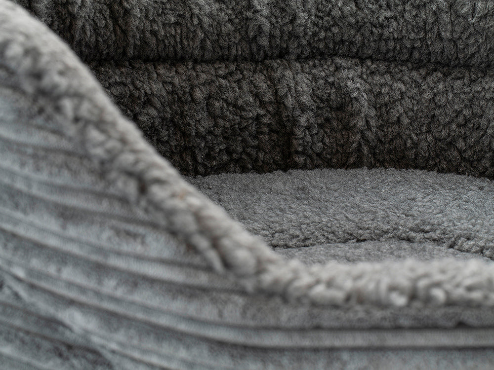 Pet Luxury Snug Oval Dog Bed 6 Sizes in our Avondale in Classic Cord Grey