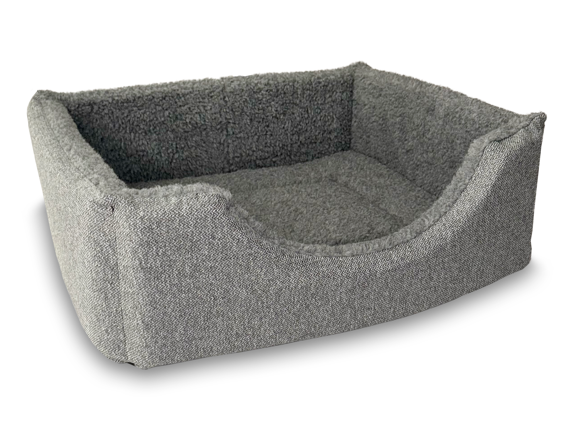 Haven Square Fleece Lined High Sided Luxury Dog Bed 5 Sizes in Orkney Orkney Grey