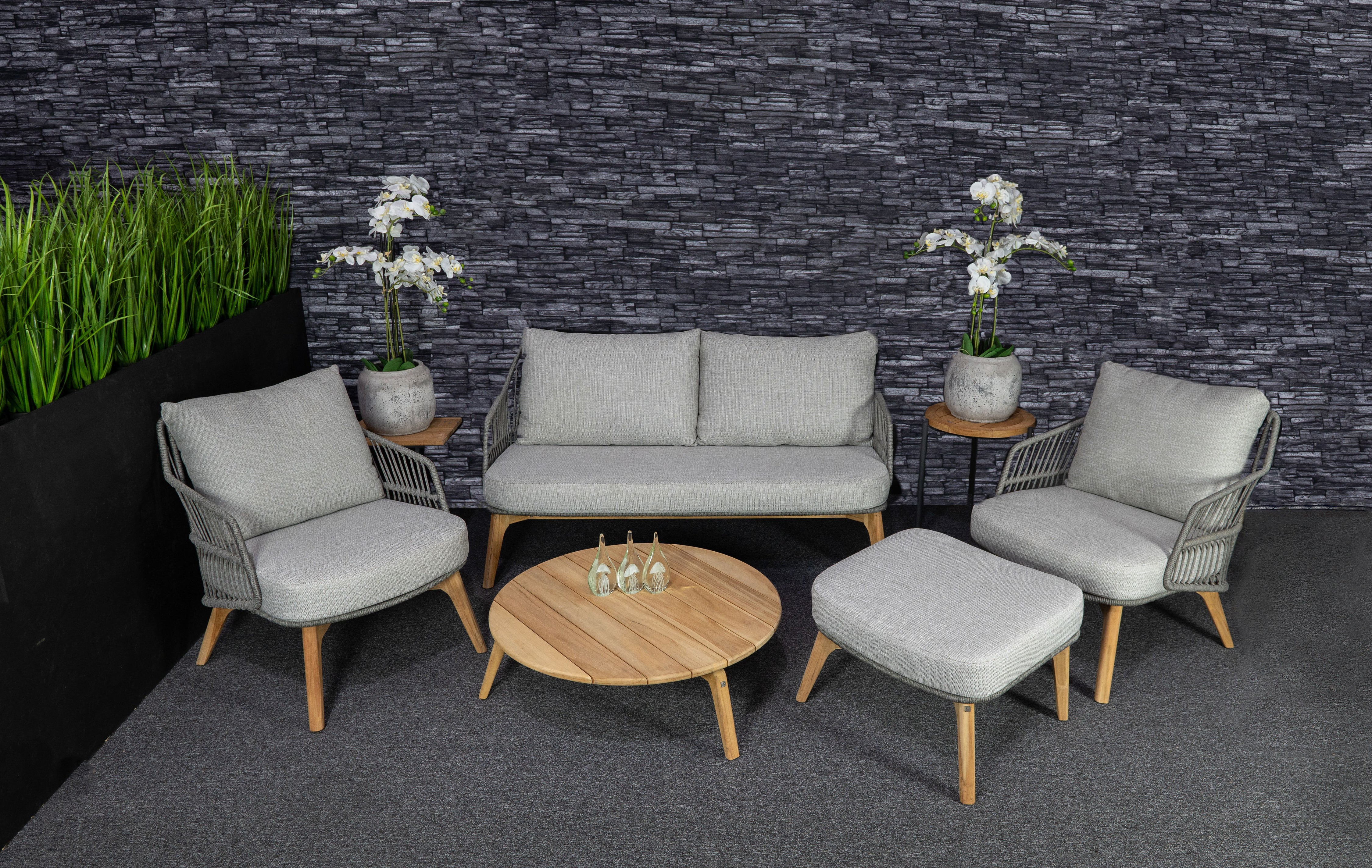 4 Seasons Outdoor Ancora Lounge Set with Footstool and Coffee Table - Rope Design