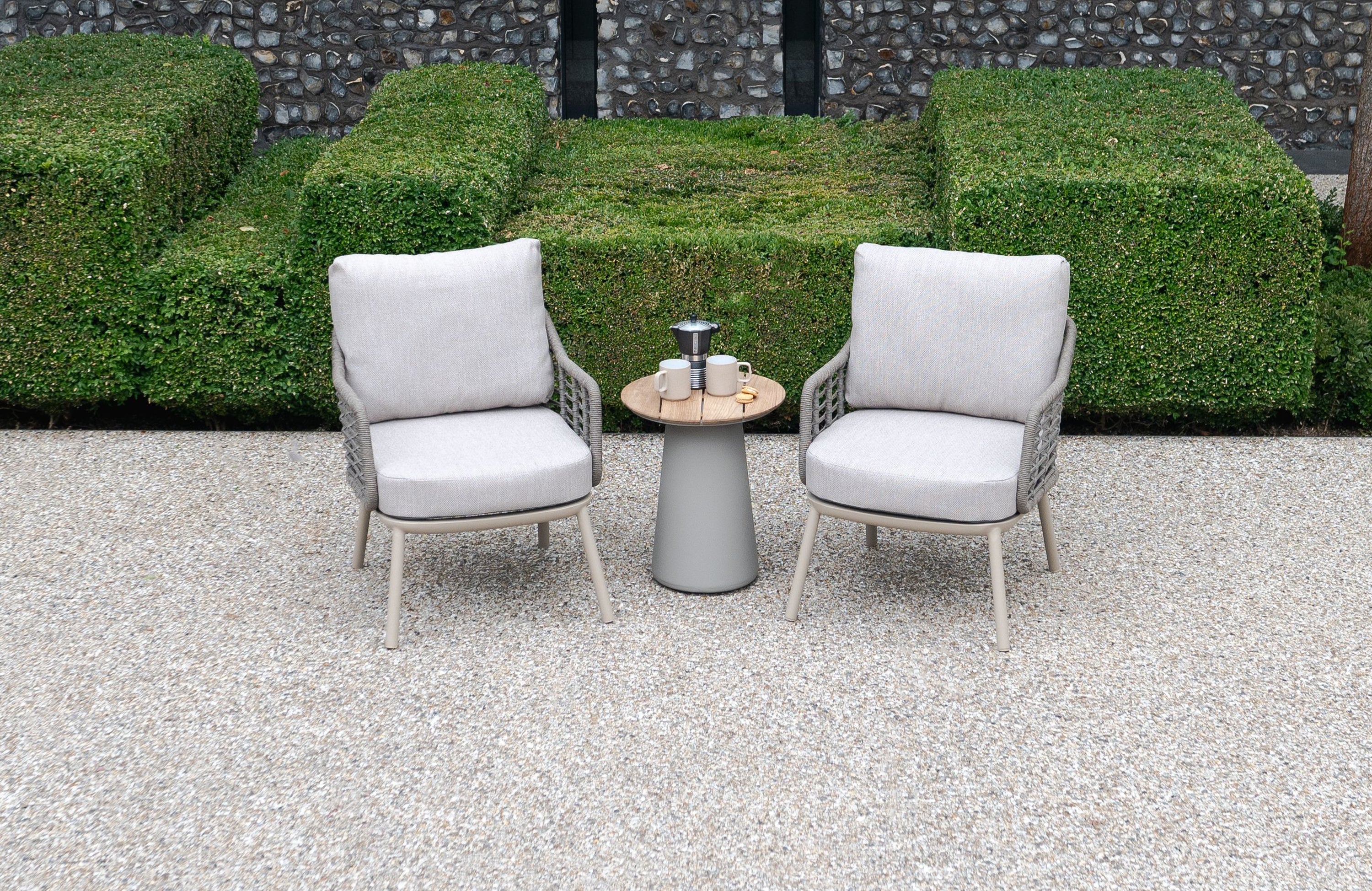 4 Seasons Outdoor Puglia Low Dining Bistro Set with Cushions - Rope Design