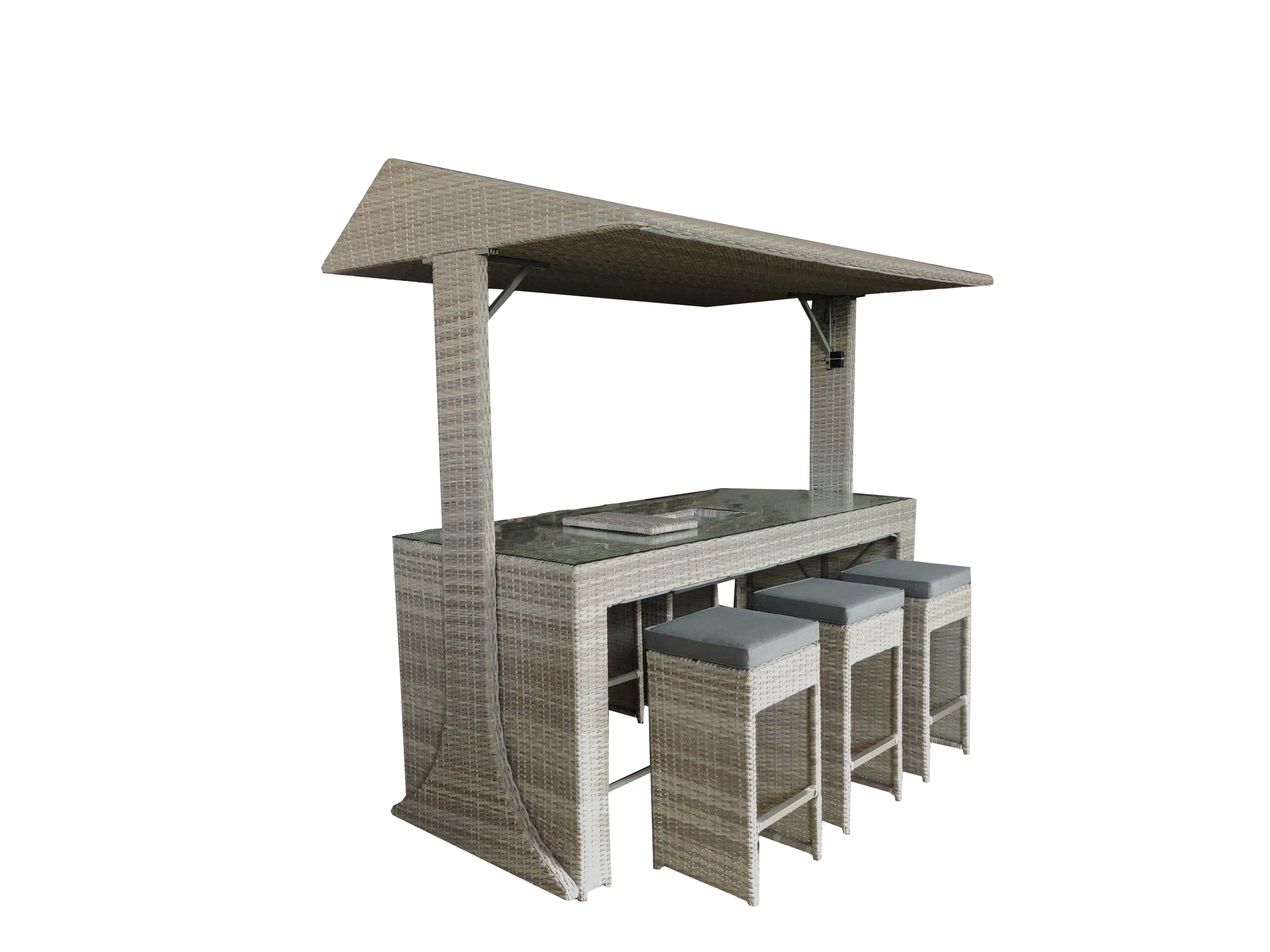 Norfolk Leisure Saloon Bar Weave Six Seater Bar Set with LED Lights