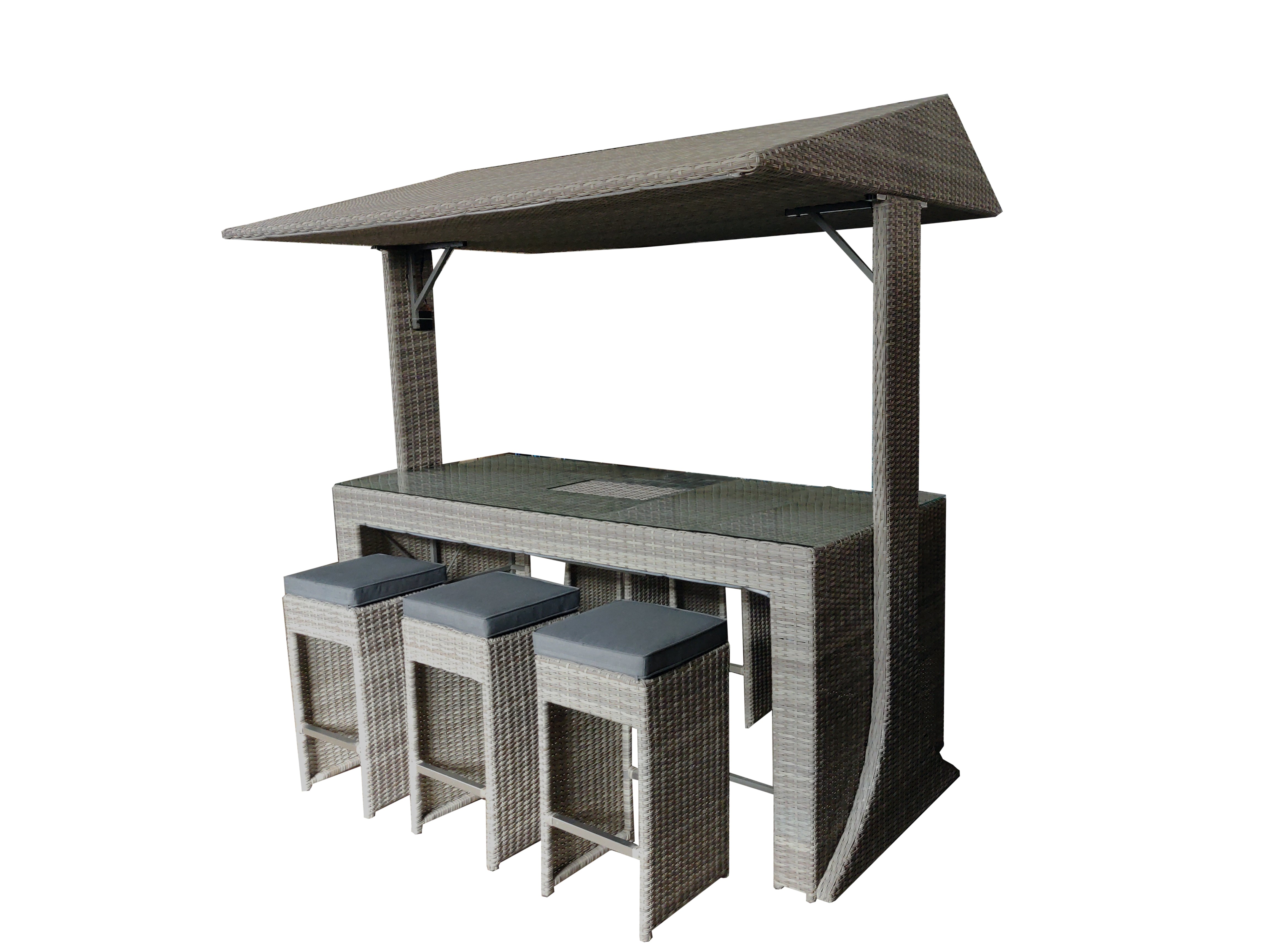 Norfolk Leisure Saloon Bar Weave Six Seater Bar Set with LED Lights