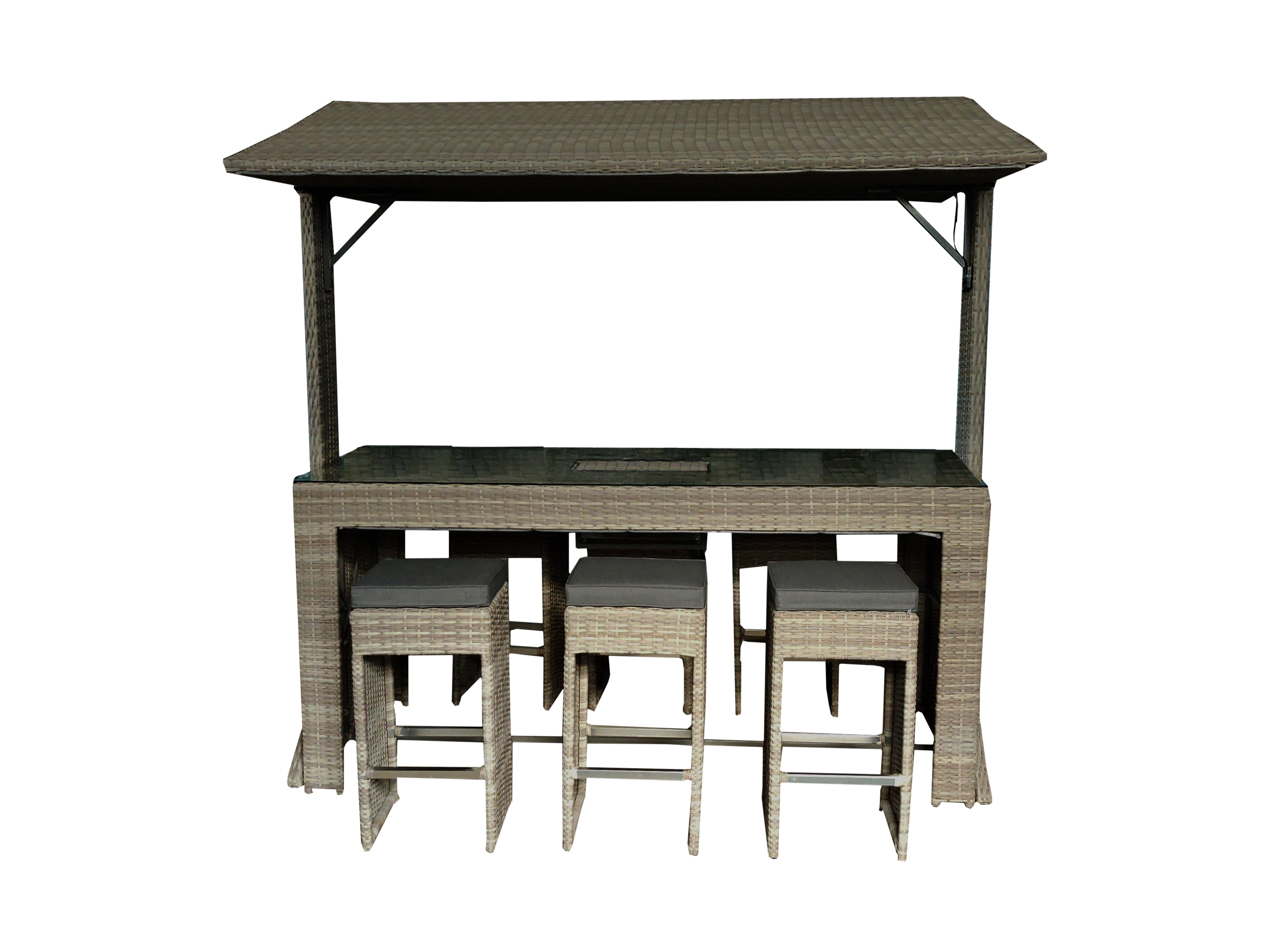 Norfolk Leisure Saloon Bar Weave Six Seater Bar Set with LED Lights