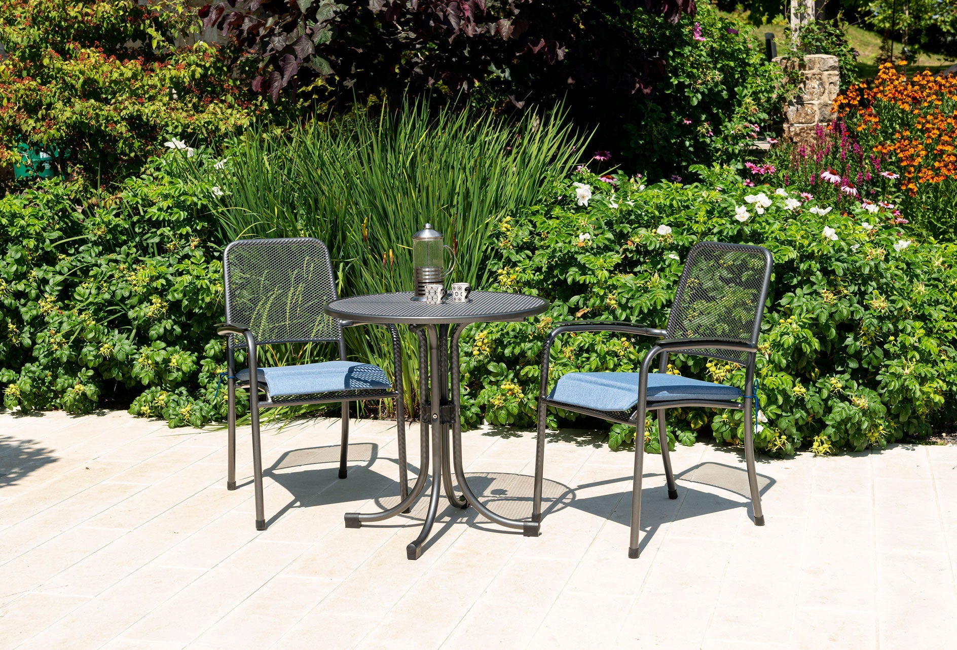 Alexander Rose Portofino Round 2 Seater Coffee/Bistro Set Mesh Armchairs