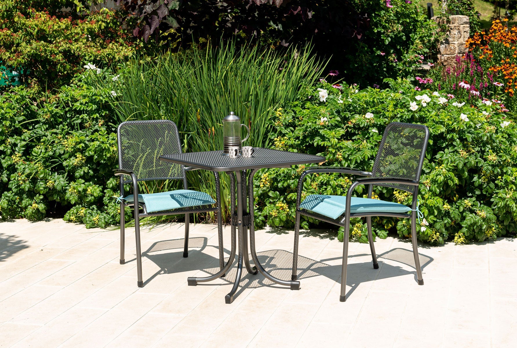 Alexander Rose Portofino Bistro Set - Square 70cm - Mesh Armchairs