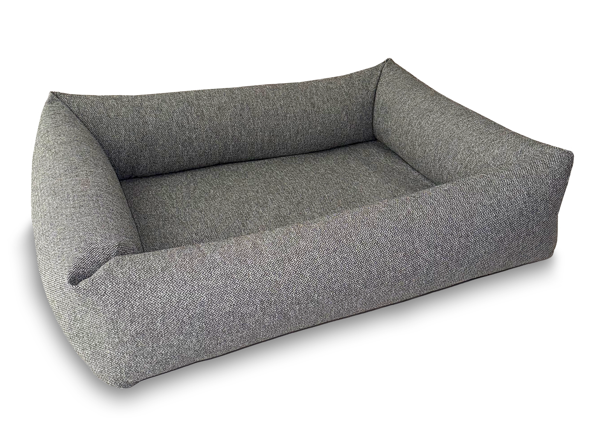 Bolster Rectangular Orthopaedic Dog Bed Fully Washable with Zips and 4 Firm Bolster Tubular Sides 3 Sizes in Orkney Grey