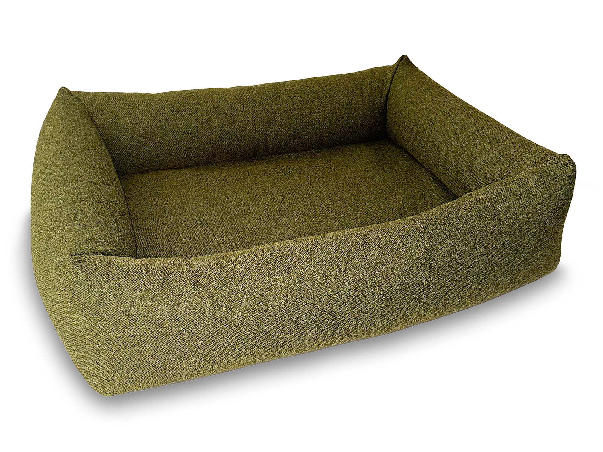 Bolster Rectangular Orthopaedic Dog Bed Fully Washable with Zips and 4 Firm Bolster Tubular Sides 3 Sizes in Orkney Woodland Green