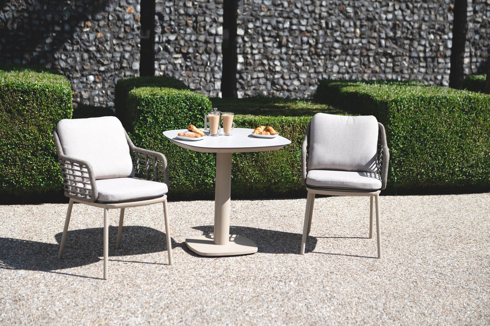 4 Seasons Outdoor Puglia Dining Bistro Set with Cushions - Rope Design