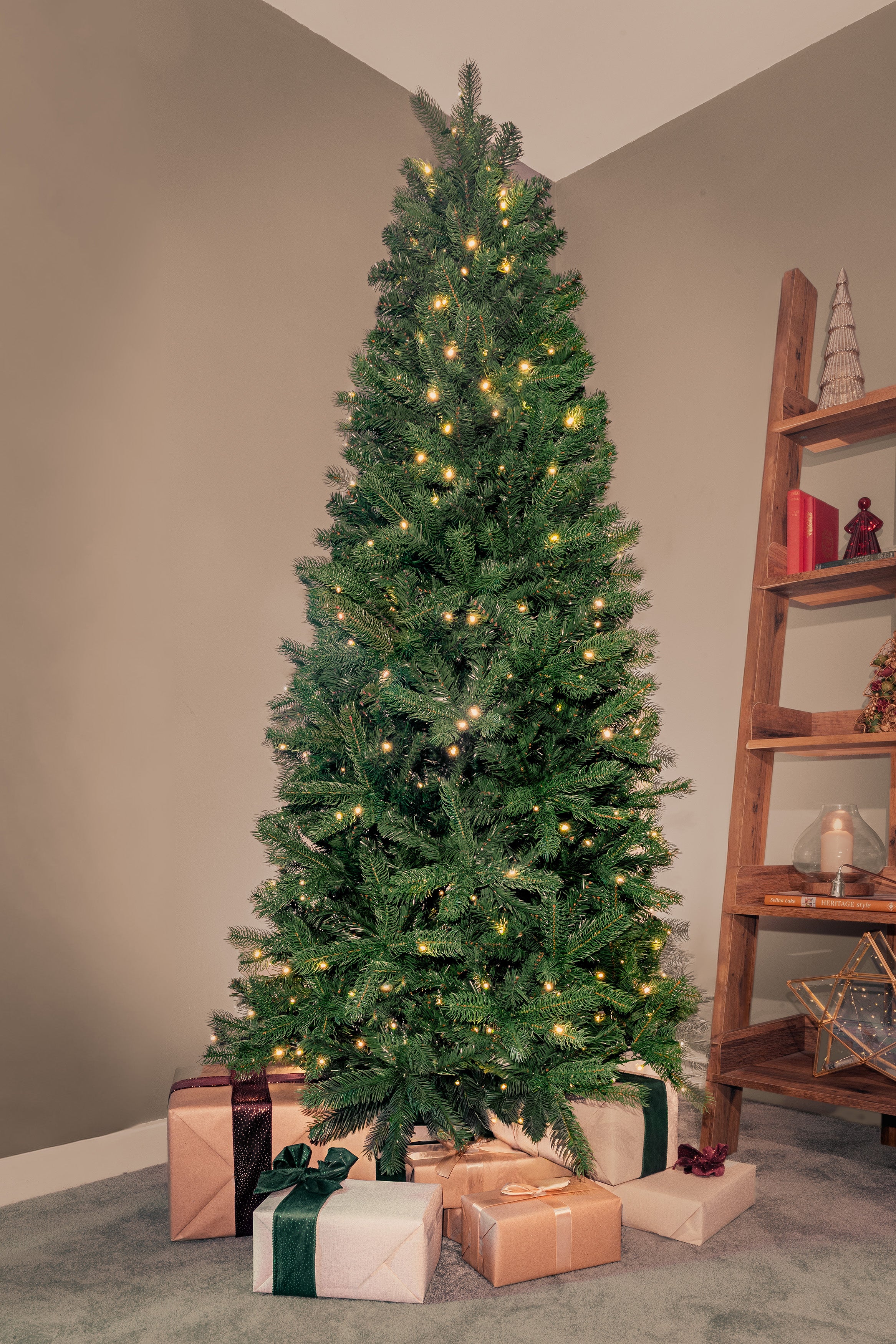 Bosk 6.5ft Pre-lit Lakeside Slim Artificial Christmas Tree with Warm White LED Lights