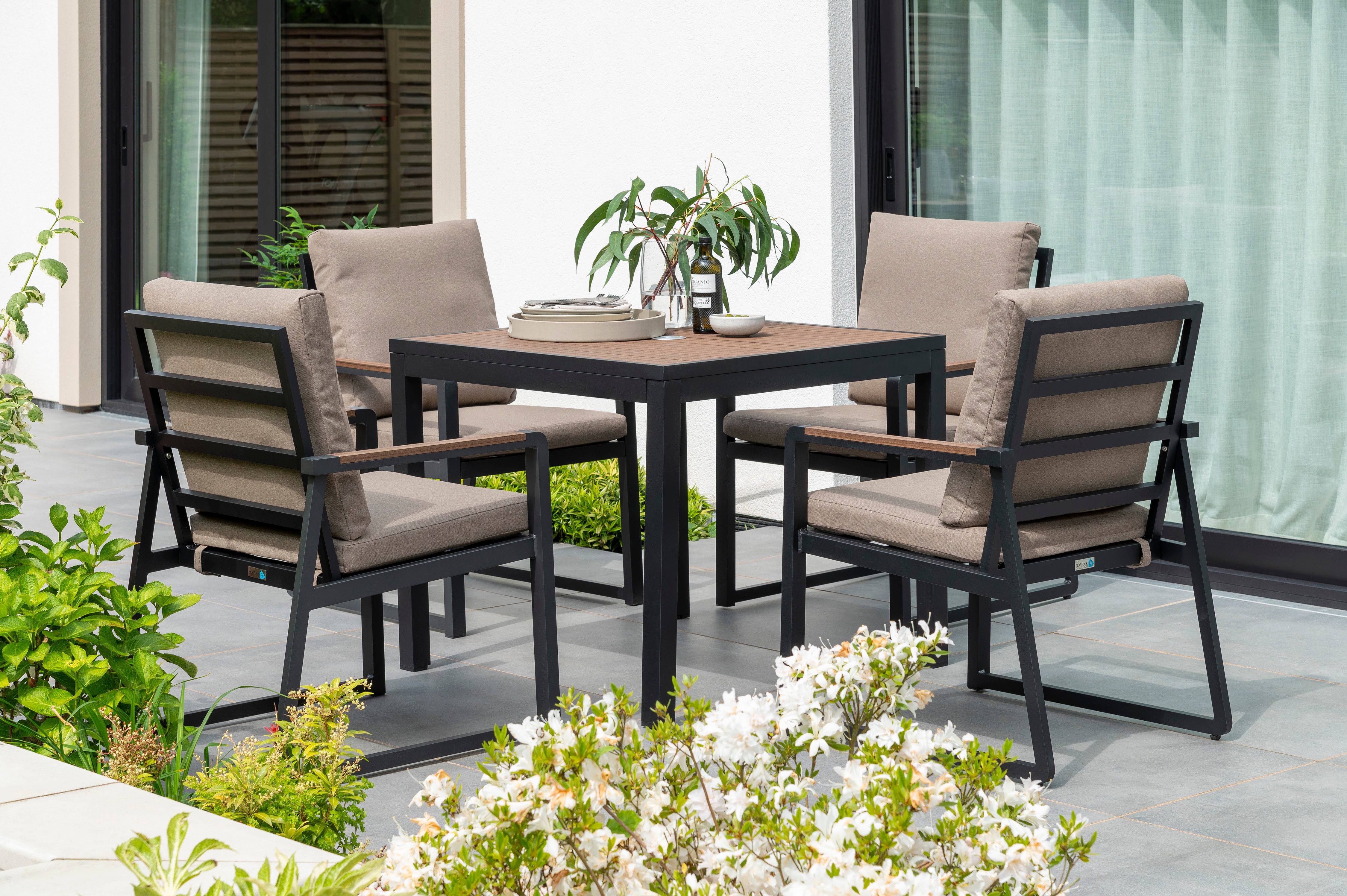 Norfolk Leisure Hemsby Aluminium Four Seater Square Dining Set