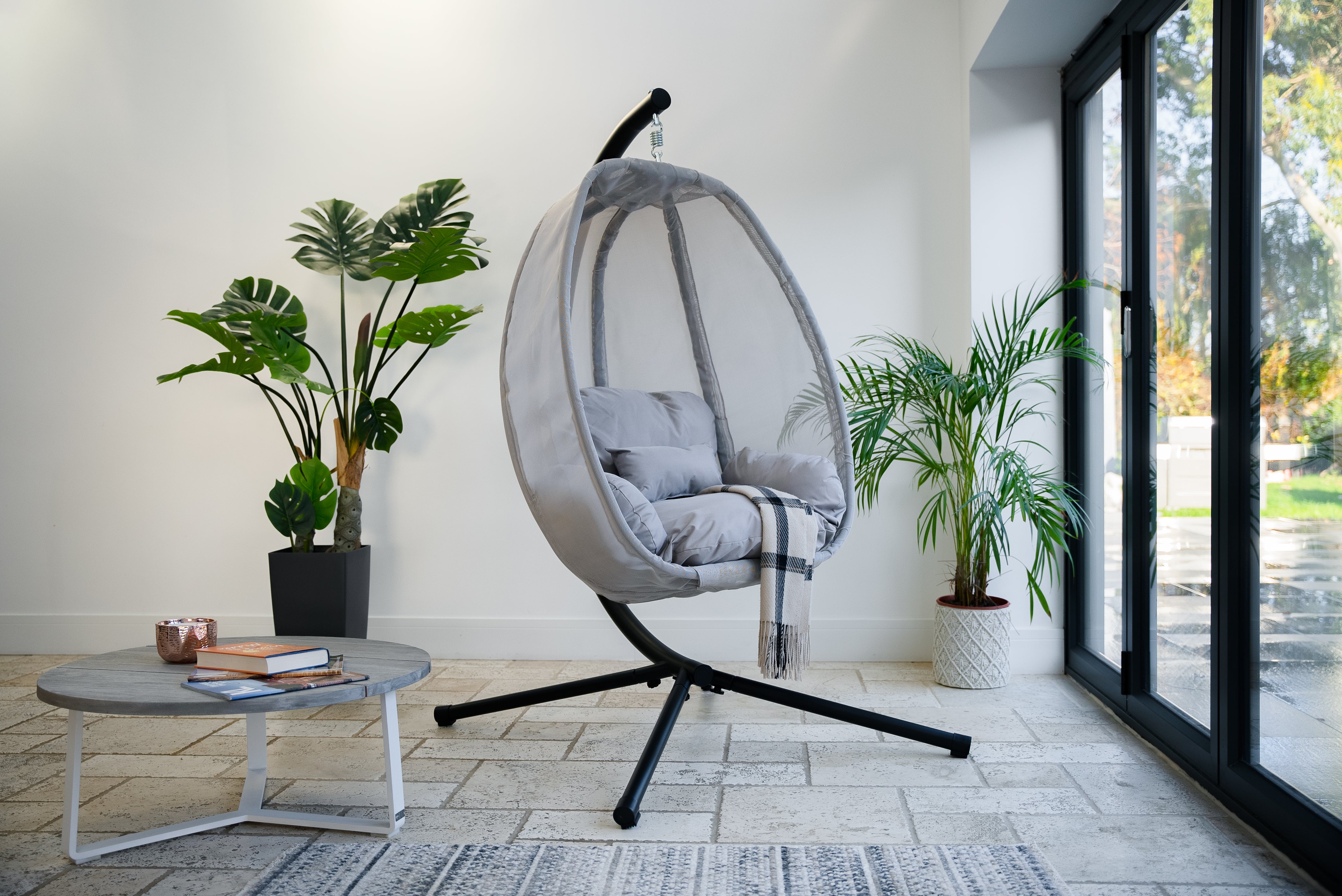 Norfolk Leisure Folding Textilene Hanging Cocoon - Grey