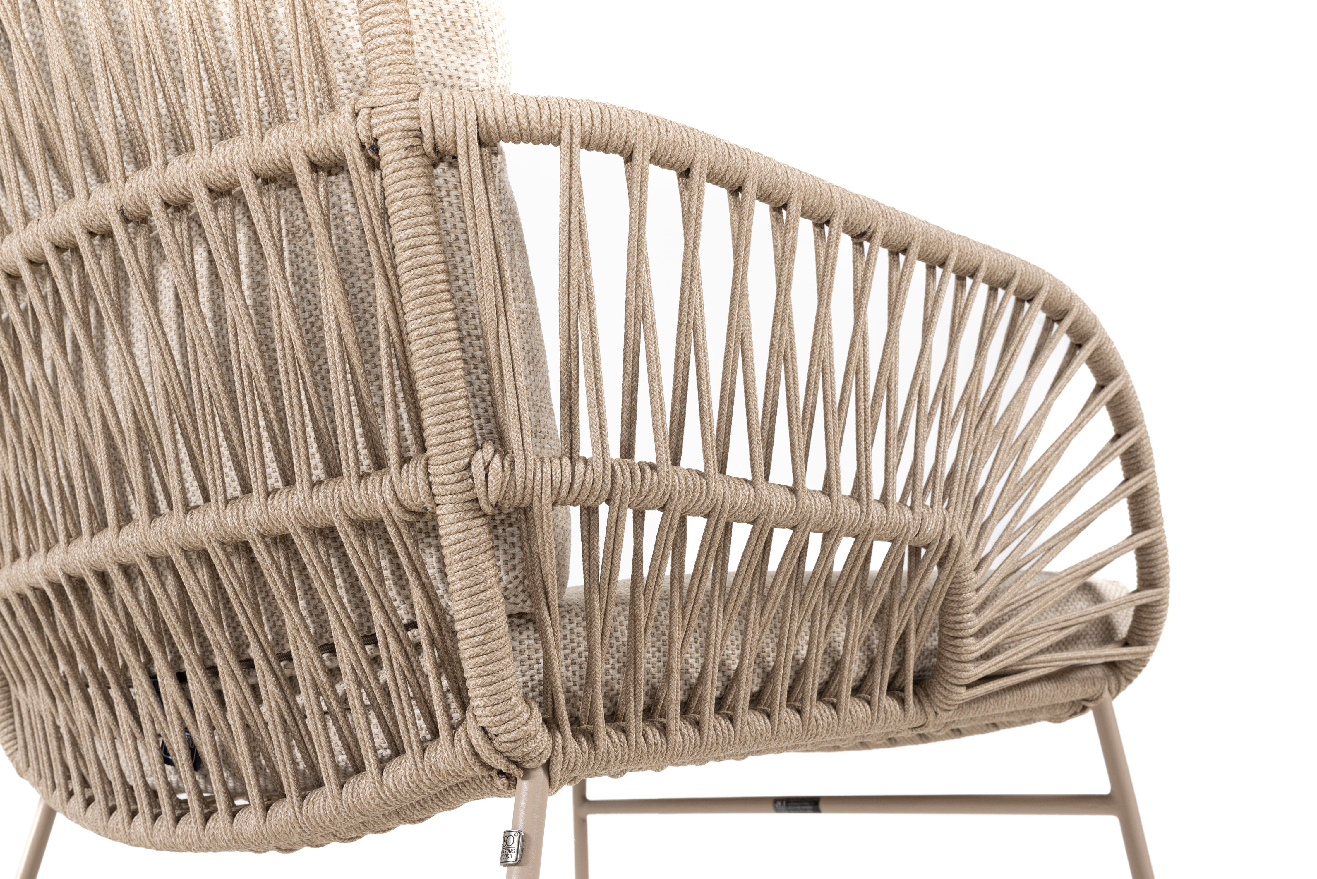 4 Seasons Outdoor Murcia Six Seater Dining Set with Prado 160cm Teak Dining Table - Rope Design