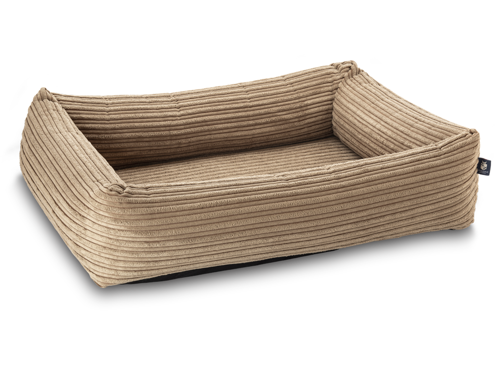 Pet Luxury Bolster Rectangular Dog Bed 3 Sizes in our Avondale in Classic Cord Beige