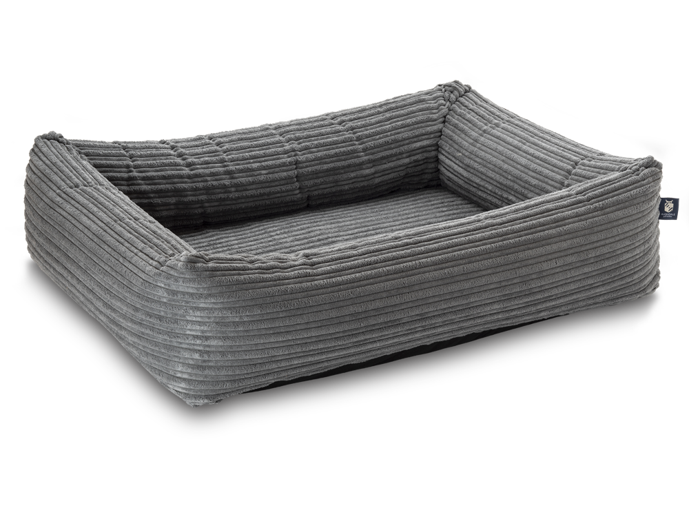 Pet Luxury Bolster Rectangular Dog Bed 3 Sizes in our Avondale in Classic Cord Grey
