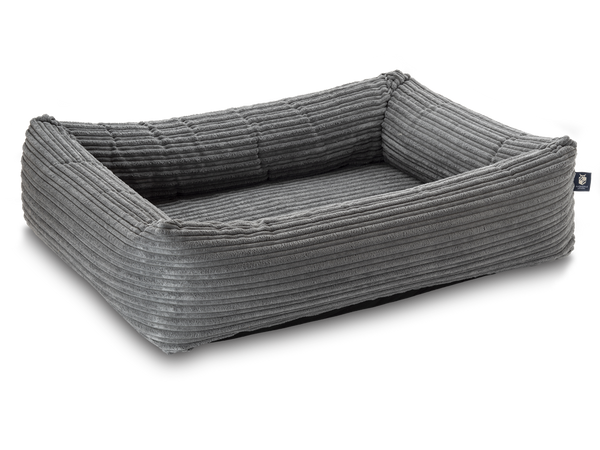 Pet Luxury Bolster Rectangular Dog Bed 3 Sizes in our Avondale in Classic Cord Grey