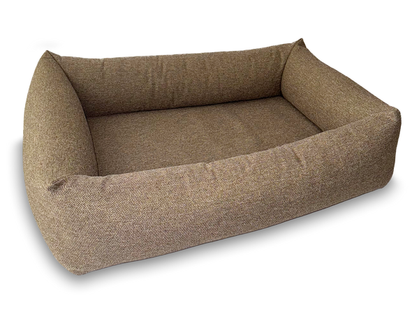 Bolster Rectangular Orthopaedic Dog Bed Fully Washable with Zips and 4 Firm Bolster Tubular Sides 3 Sizes in Orkney Taupe