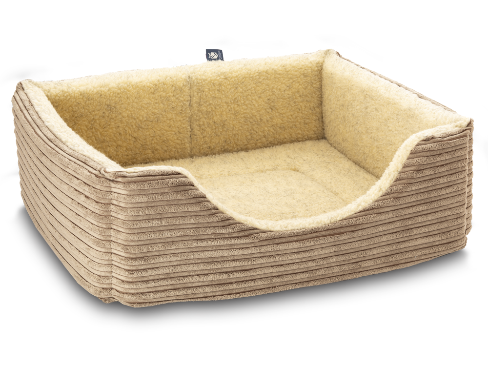 Pet Luxury Haven Square Dog Bed 5 Sizes in our Avondale in Classic Cord Beige