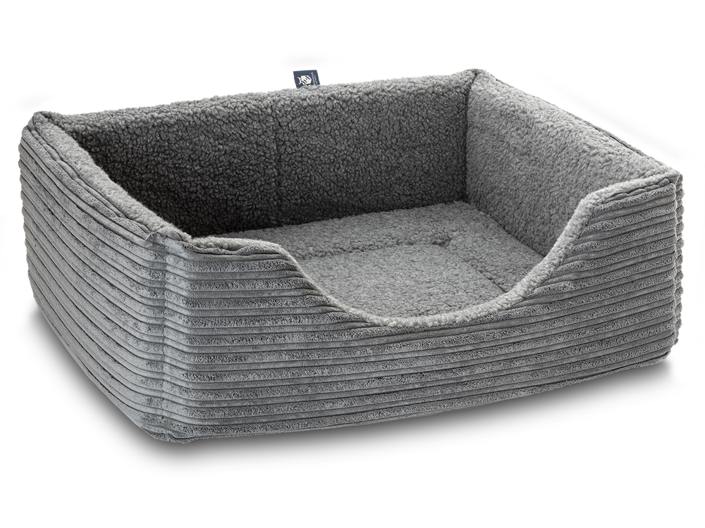Pet Luxury Haven Square Dog Bed 5 Sizes in our Avondale in Classic Cord Grey