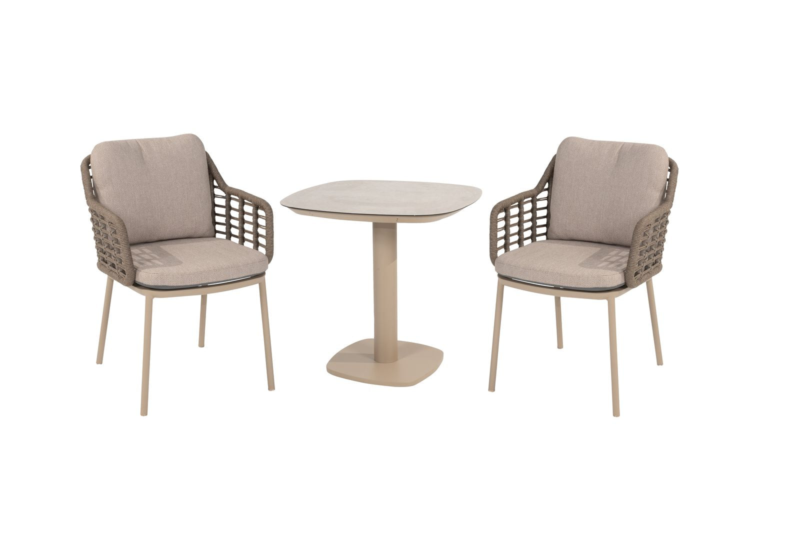 4 Seasons Outdoor Puglia Dining Bistro Set with Cushions - Rope Design