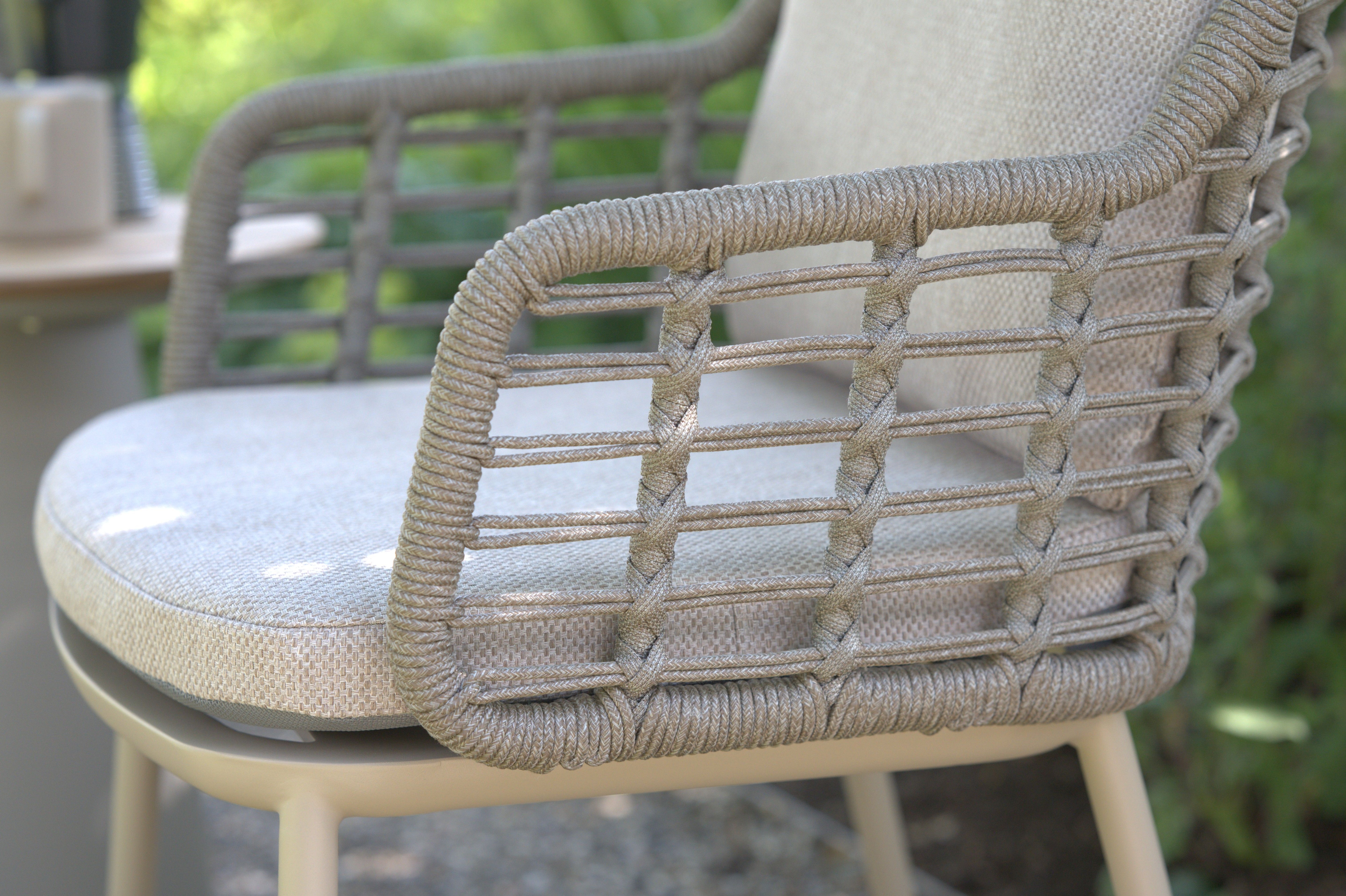 4 Seasons Outdoor Puglia Dining Bistro Set with Cushions - Rope Design