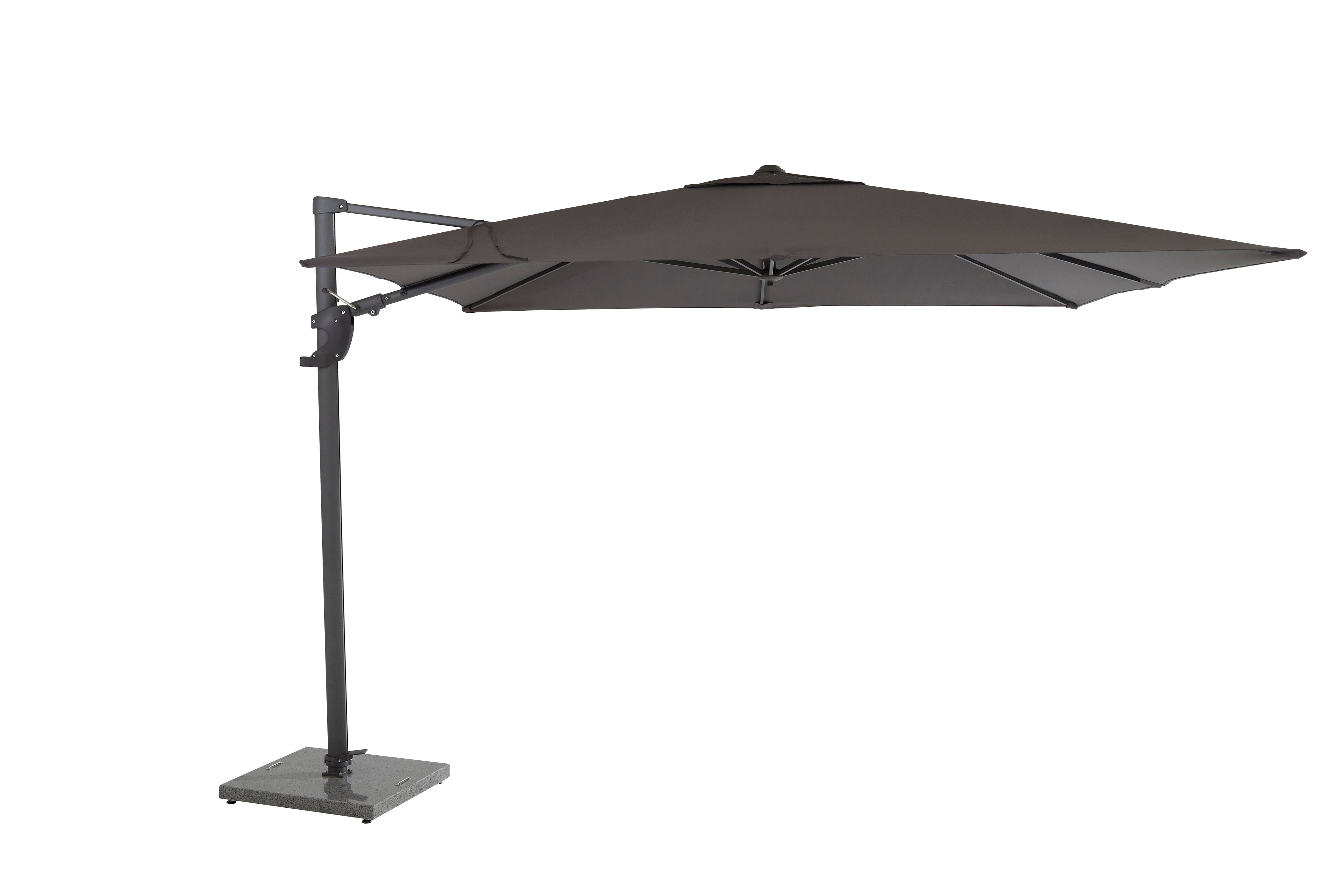 4 Seasons Outdoor Hacienda 4m x 3m Parasol in Charcoal with Cross Frame and Wheels