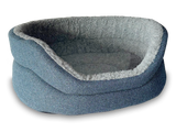Snug Fleece Lined High Sided Oval Luxury Dog Bed 5 Sizes in Orkney Ocean Blue