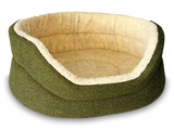 Snug Fleece Lined High Sided Oval Luxury Dog Bed 5 Sizes in Orkney Woodland Green