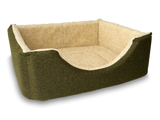 Haven Square Fleece Lined High Sided Luxury Dog Bed 5 Sizes in Orkney Woodland Green